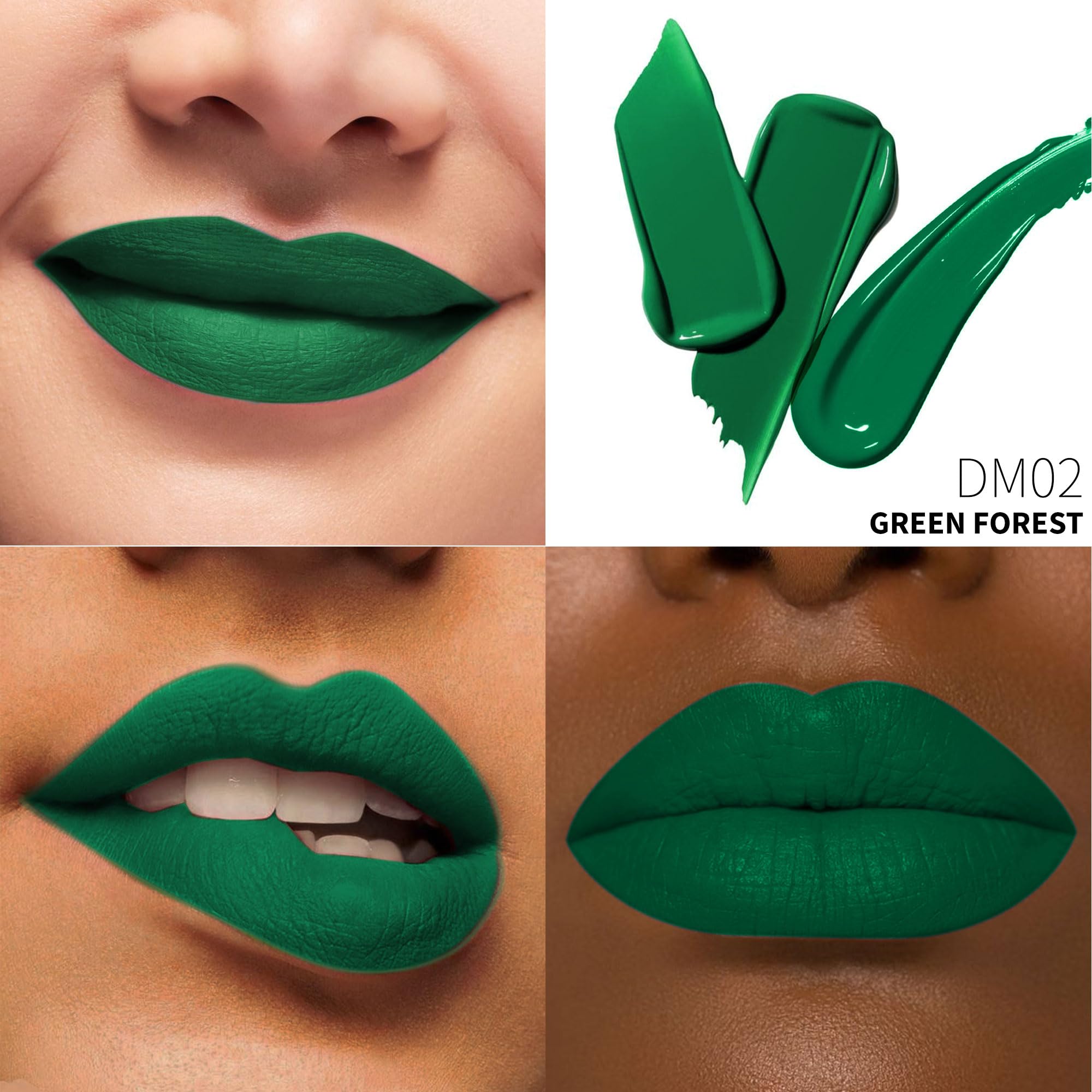 De'Mumu Green Lipstick Matte For Women, Superstay Long Lasting Lipstick Smudgeproof Liquid Lipsticks, Cruelty Free Lip Makeup (D
