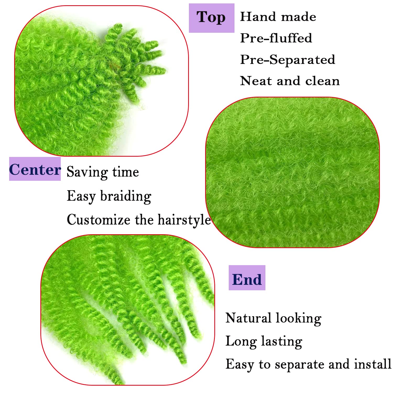 Marley Hair 16 Inch Springy Afro Twist Hair 2 Packs Marley Twist Braiding Hair For Faux Locs Crochet Hair Green Braiding Hair Ex