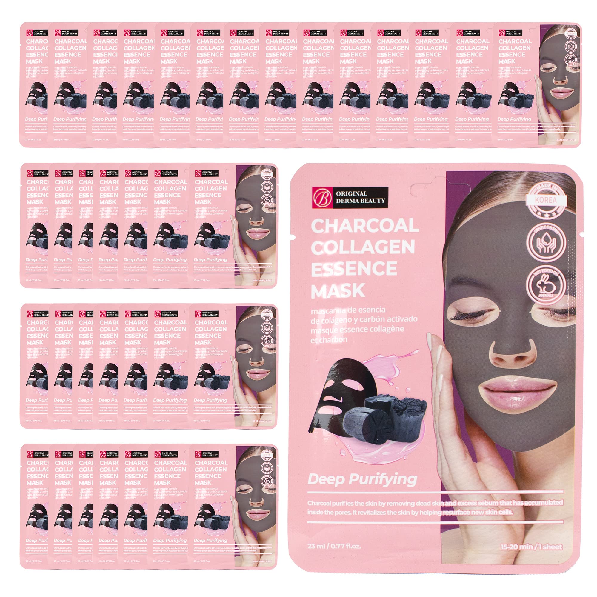 Innerest Original Derma Beauty Collagen Face Masks 36 Pk Deep Purifying Charcoal Face Mask Skin Care Sheet Masks Set For Beauty