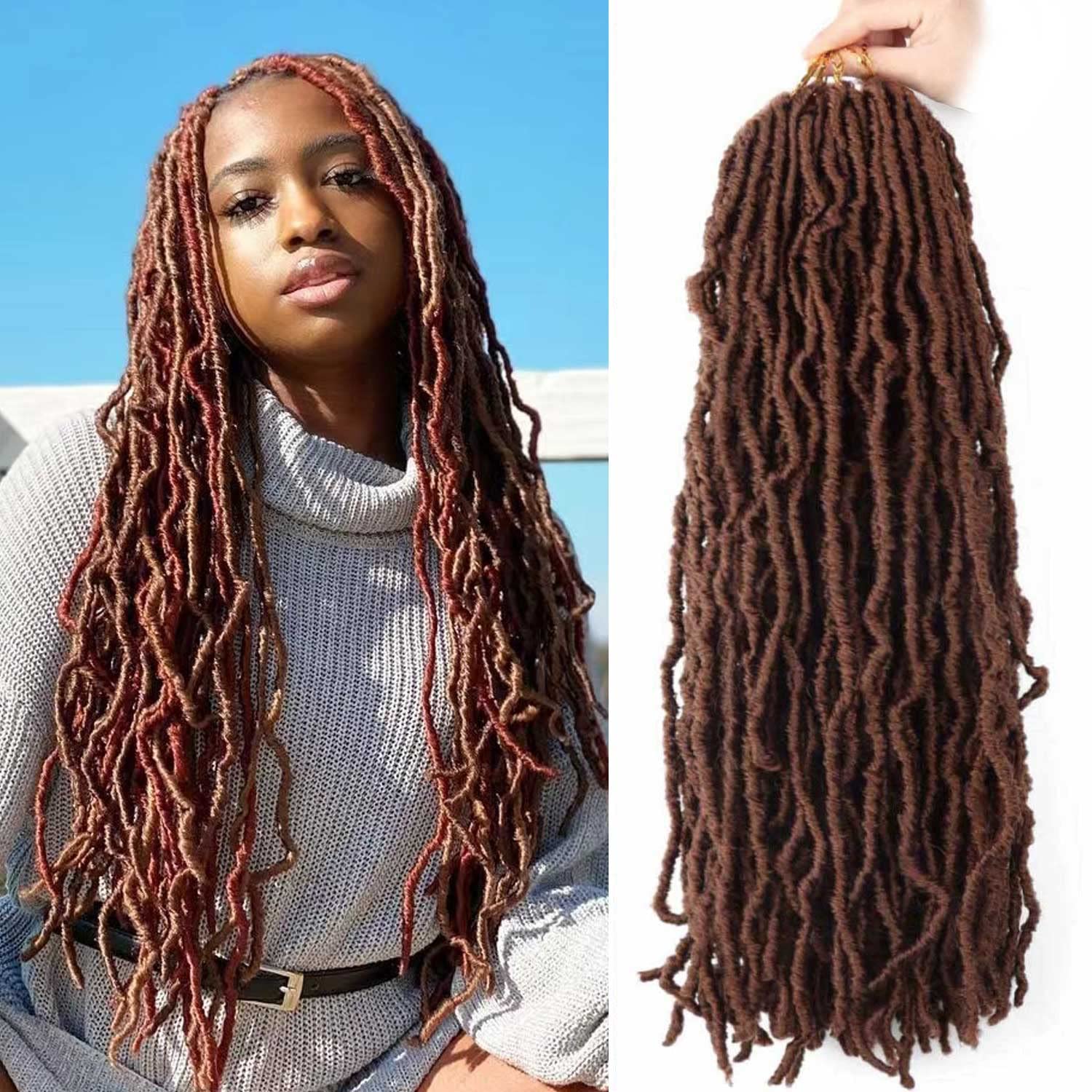 6 Packs New Soft Locs Crochet Hair Pre Looped 24 Inch Faux Locs Crochet Braids Goddess Locs Dreadlocs Synthetic Hair For Black W