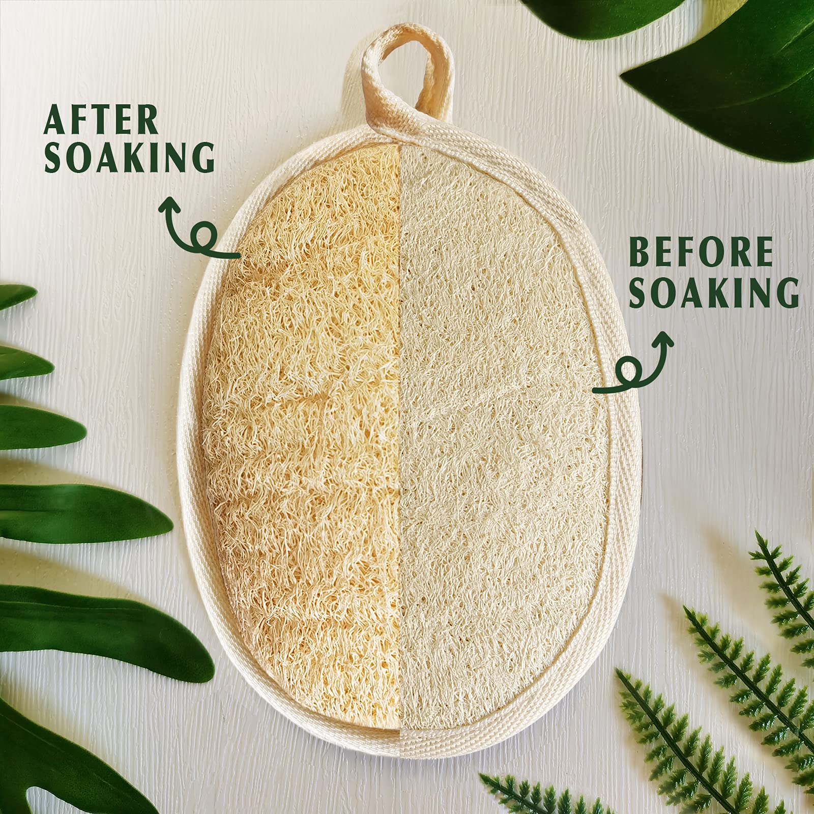 Natural Loofah Sponge Exfoliating Body Scrubber (2 Pack),Made With Eco-Friendly And Biodegradable Shower Luffa Sponge, Loofah Fo