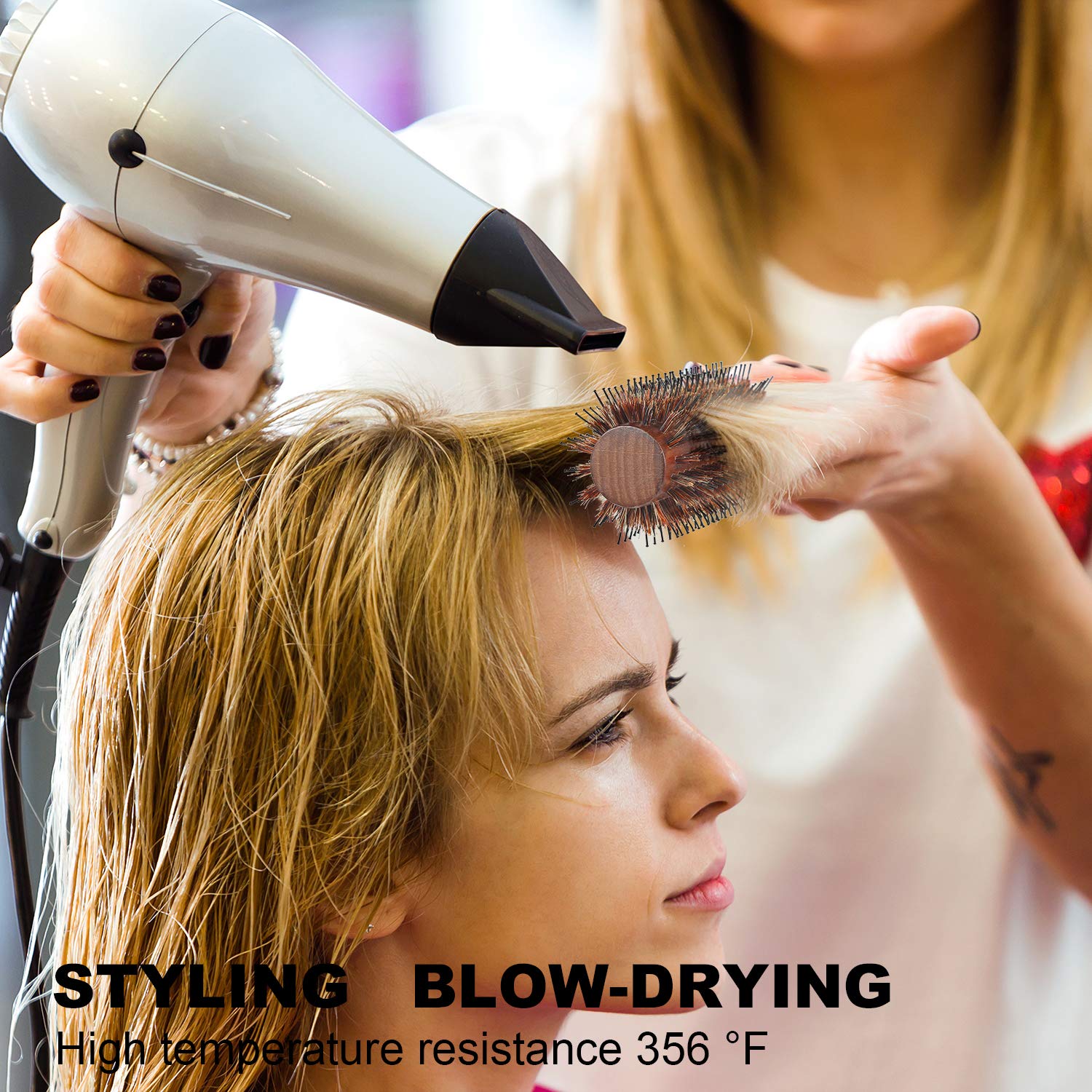 BESTOOL Round Brush for Blow Drying, Boar Bristle, 2.5 Inch, Brown, Model SUM-JP-ROLLER, Adds Shine & Volume, Minimizes Damage