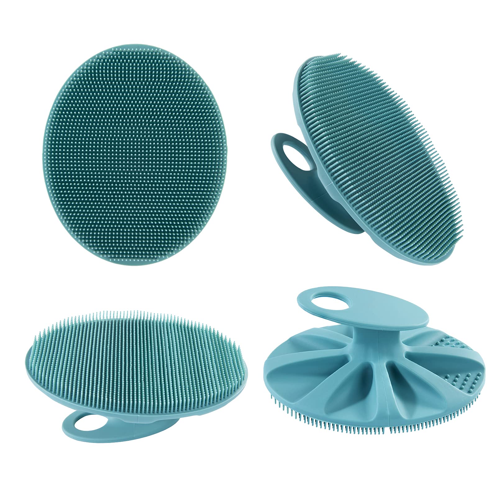 Innerneed Soft Silicone Body Cleansing Brush Shower Scrubber, Gentle Exfoliating And Massage For All Kinds Of Skin (Dark Green)