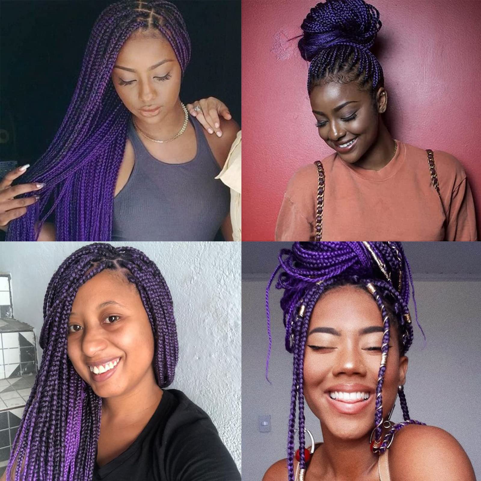 Liang Dian Braiding Hair Pre-Stretched Braiding Hair 12 Inch 8 Packs Ombre Purple Hot Water Setting Synthetic Hair Crochet Braid