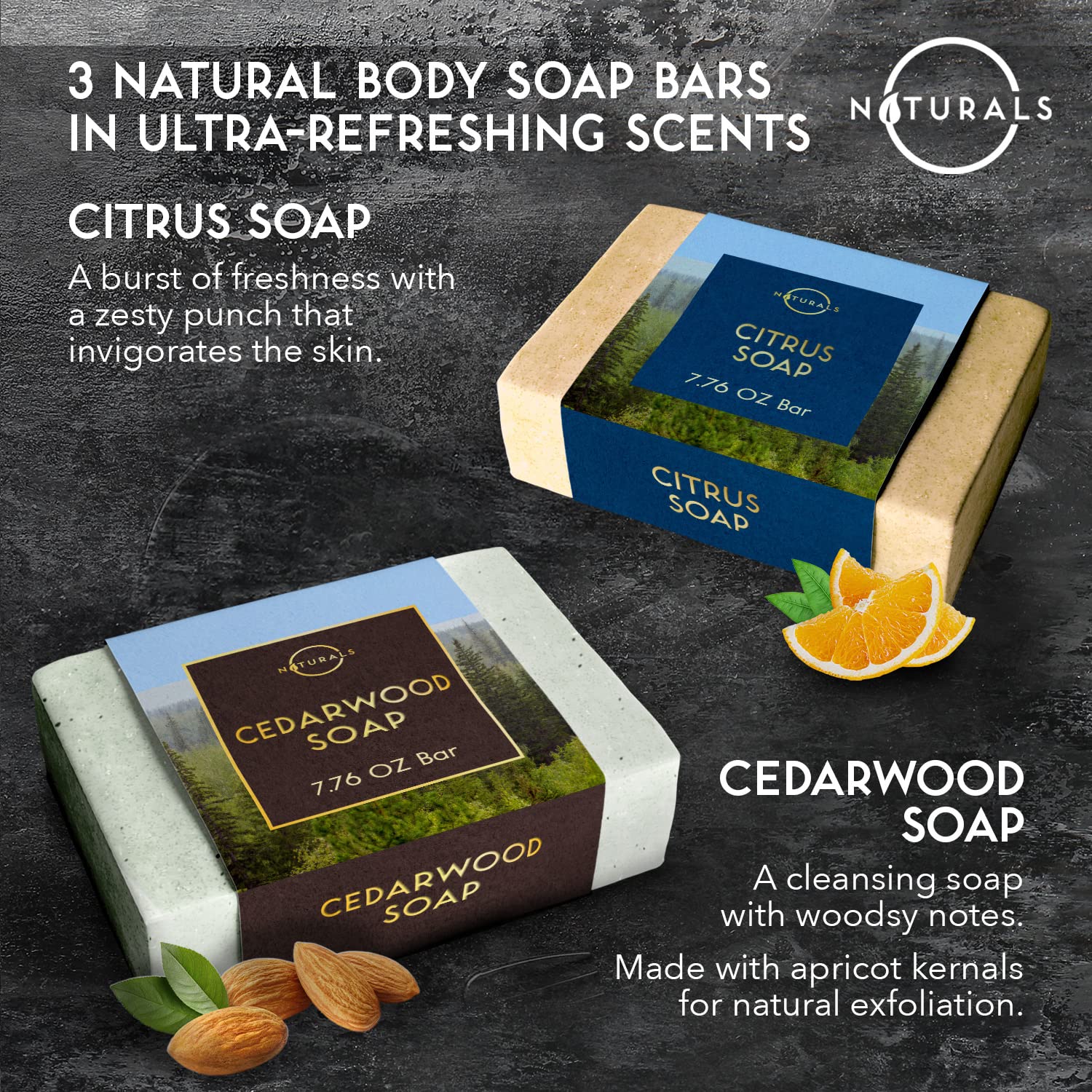 O NATURALS Bar Soap for Men - 3-Pcs Mens Soap Bar - Natural Soap - Mens Bar Soap - Men Soap - Natural Soap for Men - Organic Men