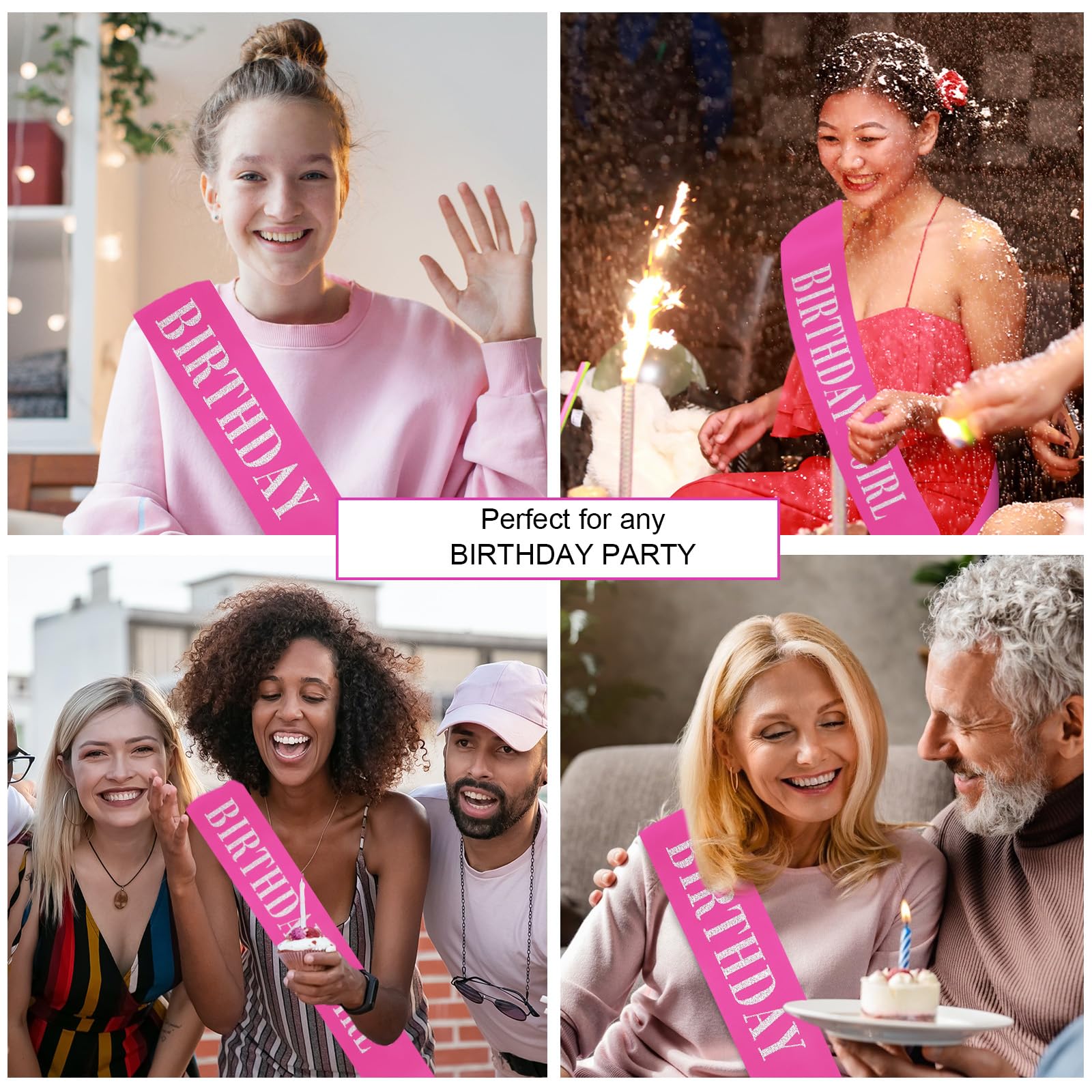 Cieher 67'' L X 3.6'' W Birthday Sash - Rose Pink Girl , Queen , Gifts And Decorations
