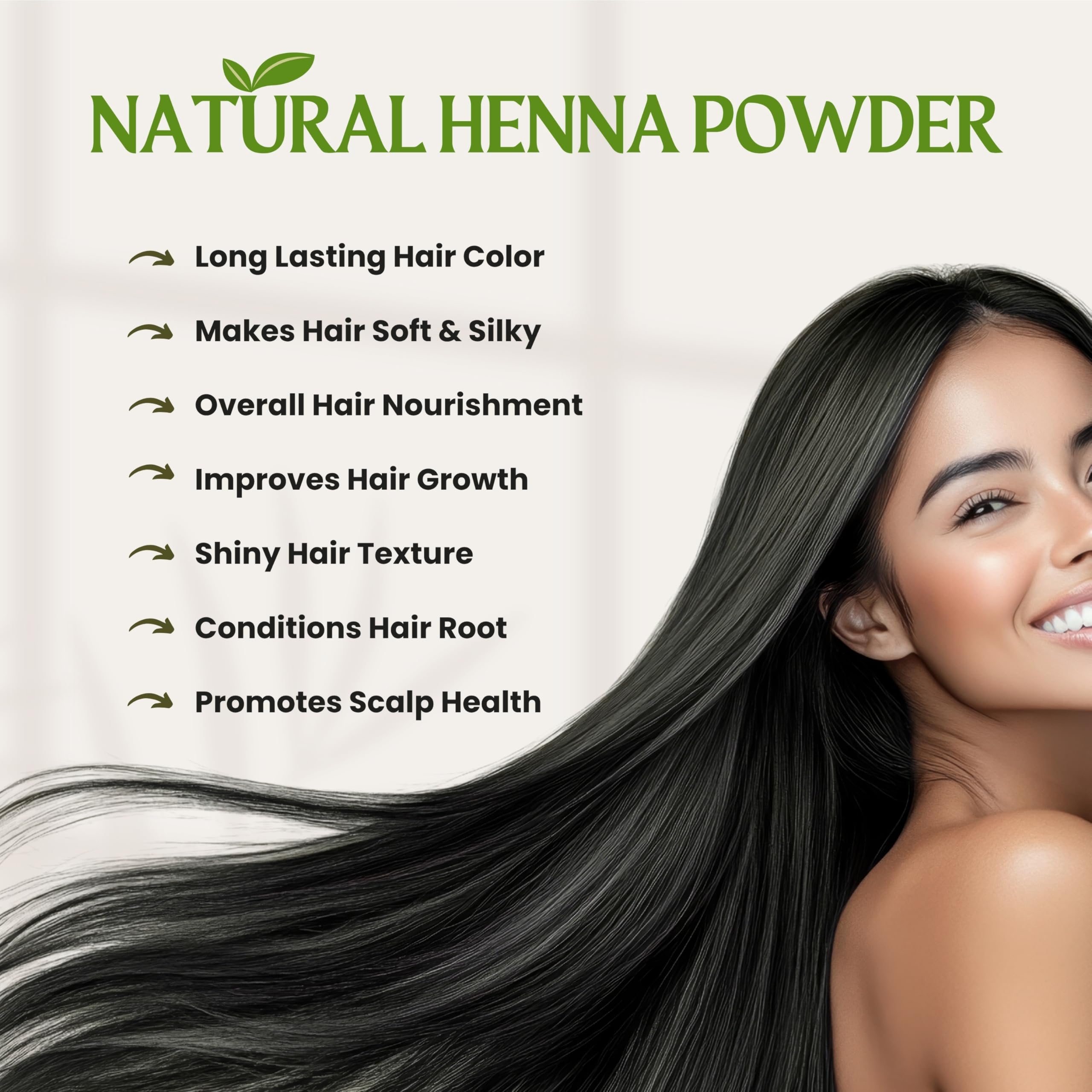 Henna Powder for Hair Growth 100g (3.5oz) | Pure Mehndi Powder | Natural black Henna Hair Colour Dye | Made in India by Hebhac H