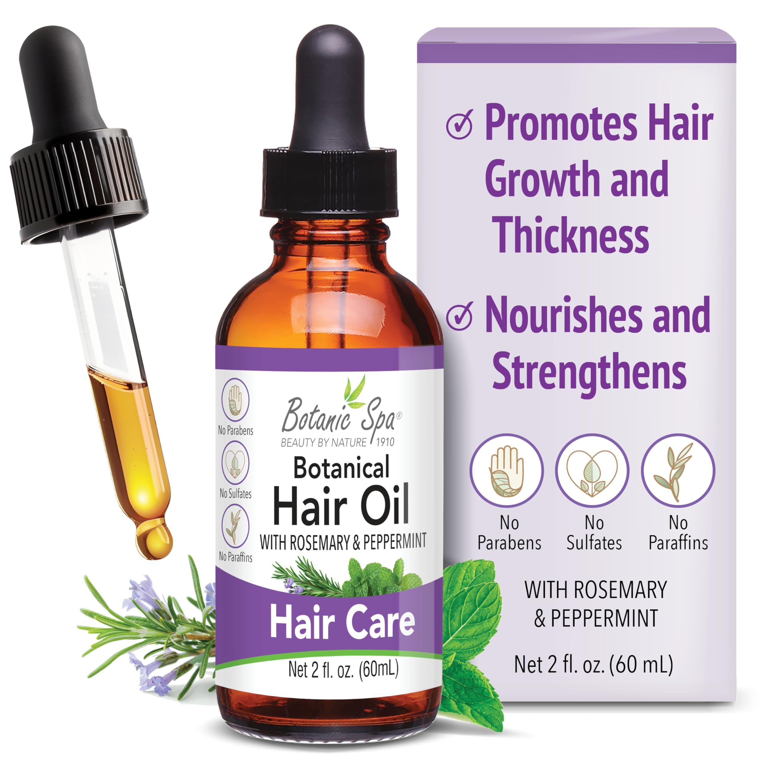 Botanic Spa Botanical Hair Oil with Rosemary and Peppermint  Nourish and Strengthen 2 fl. oz.