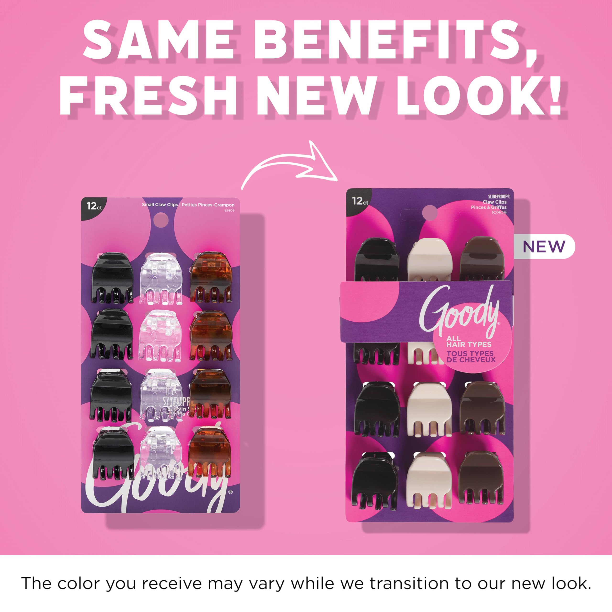 Goody Claw Clip, Small, 12 Count, ASSORTED COLORS