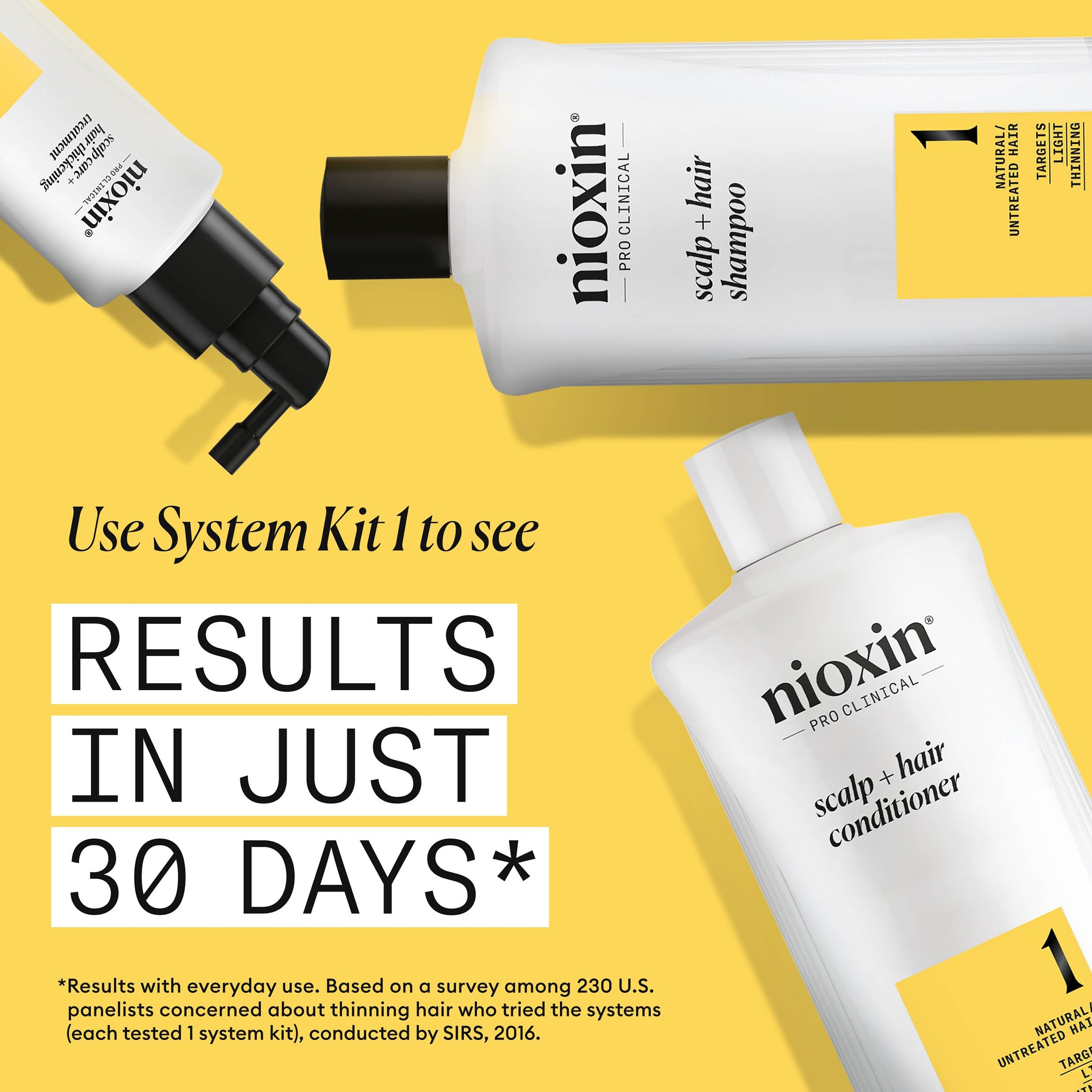 Nioxin System 1 Shampoo & Conditioner Prepack, Natural Hair With Light Thinning, Pumps Included, 33.8 Fl Oz (Packaging May Vary)