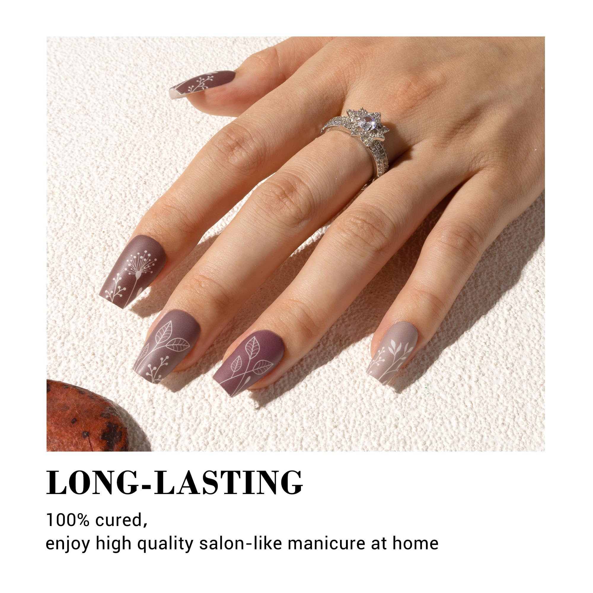 Melodysusie Semi Cured Gel Nail Strips (Autumn Leaves)- Works With Nail Lamp, Salon-Quality, Long Lasting, Easy To Apply & Remov