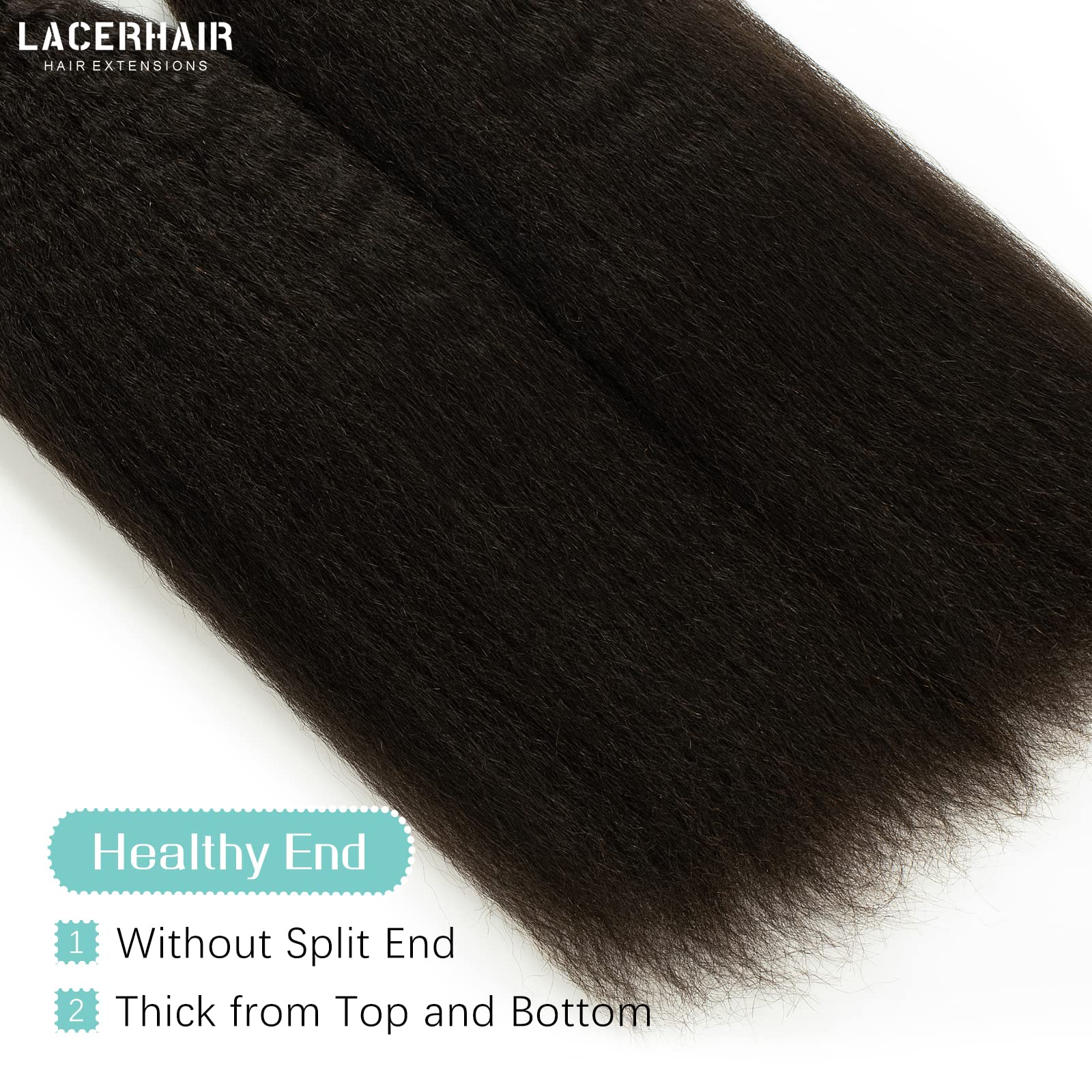 Lacerhair Microlink Hair Extensions Real Human Hair Yaki Brazilian Virgin Hair Black Kinky Straight Micro Loop Beaded Hair Exten