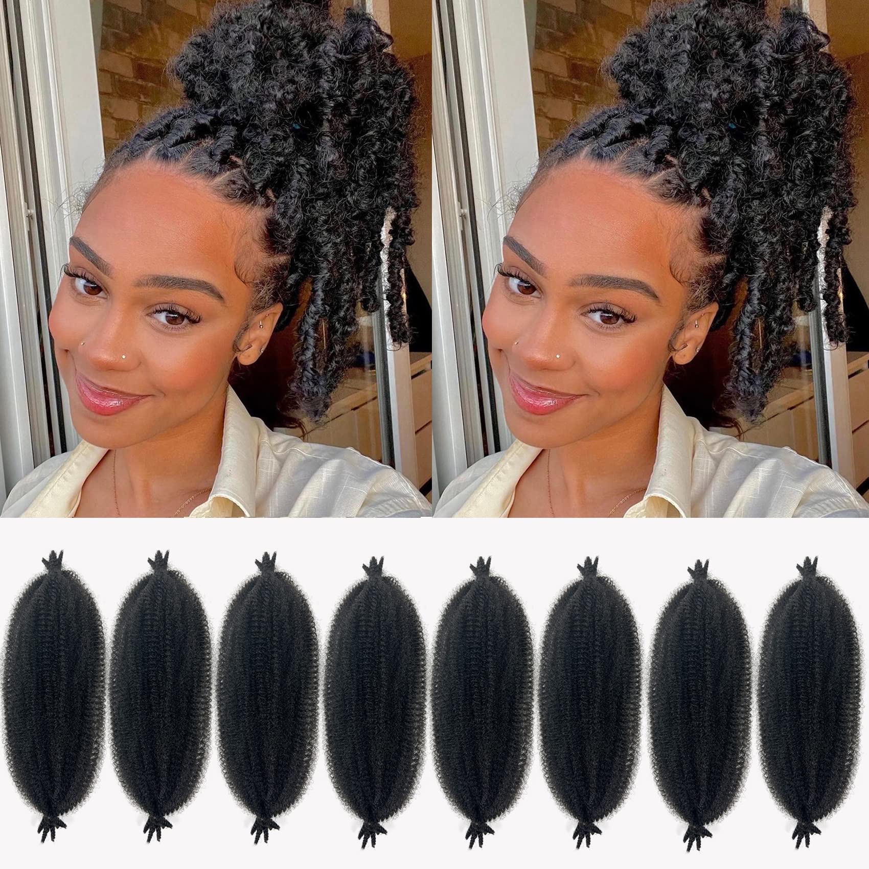 Cuban Twist Hair 12 Inch 8 Packs Marley Twist Braiding Hair Springy Afro Twist Hair, Kinky Twist Hair for Braiding, Wrapping Hai