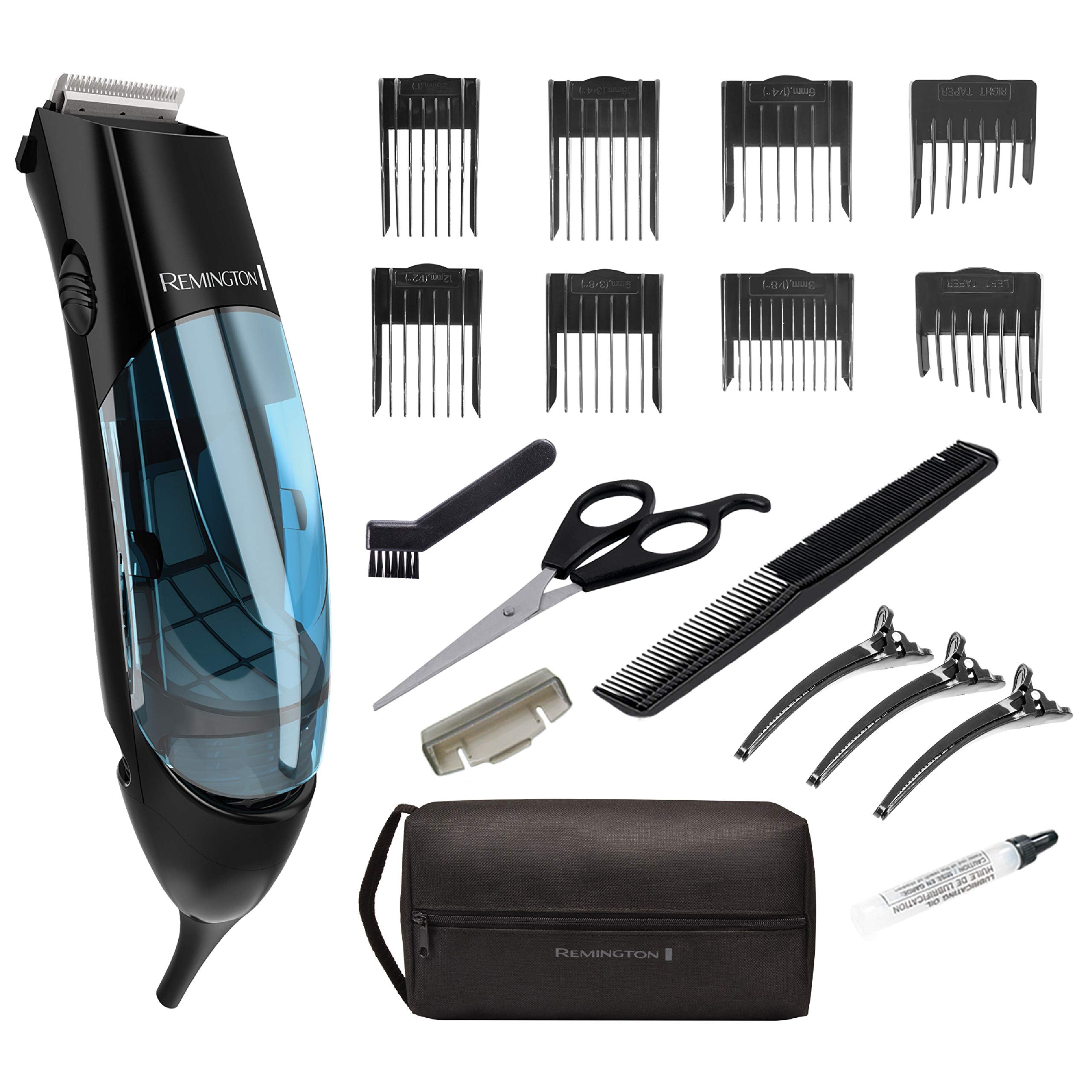 Remington Vacuum Haircut Kit, Vacuum Beard Trimmer, Hair Clippers for Men with Removable Hair Chamber and Dual Motor Power (18 p