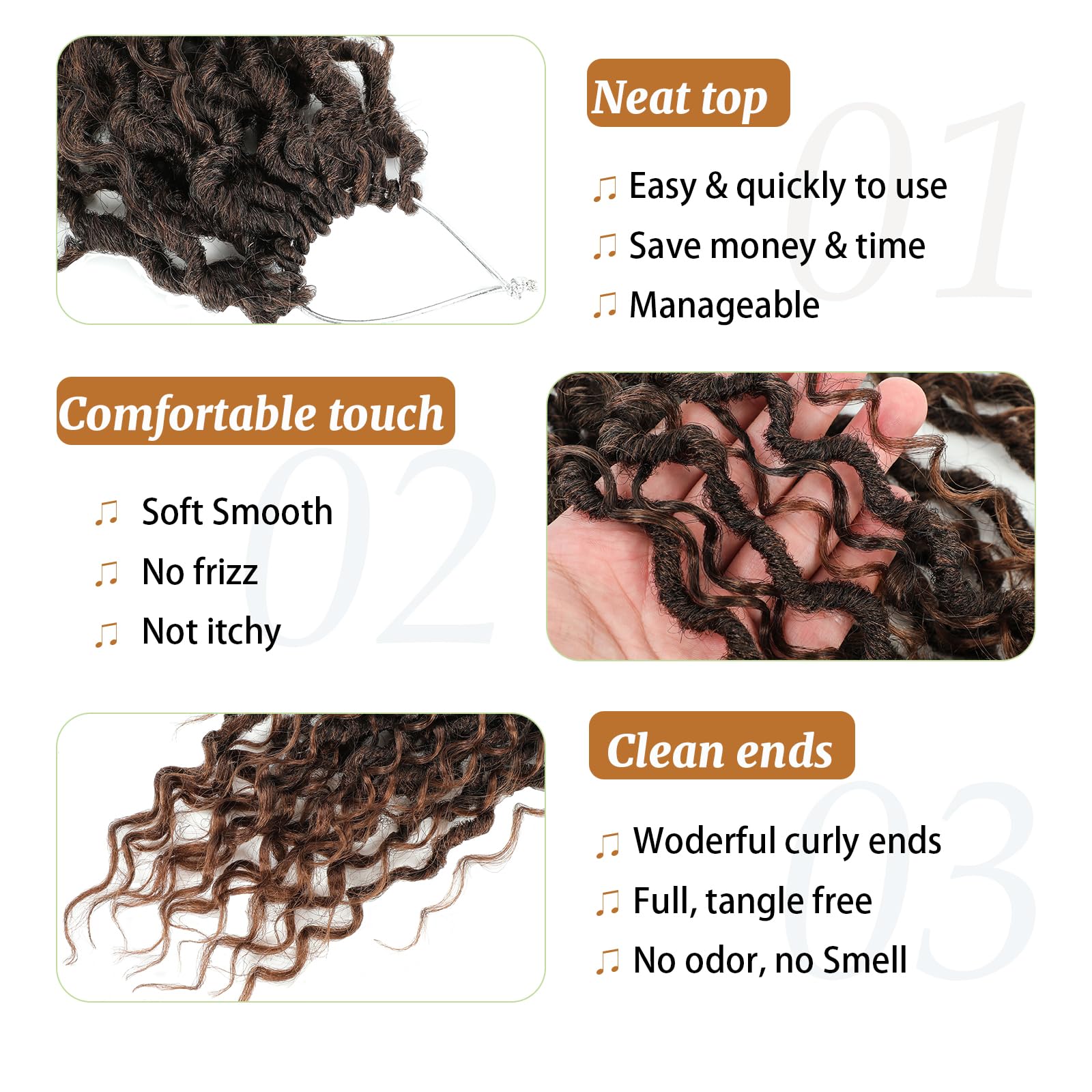 Forevery Faux Locs Crochet Hair 16 Inch Goddess Locs Crochet Hair 6Packs Prelooped Crochet Hair For Black Women Boho Crochet Loc