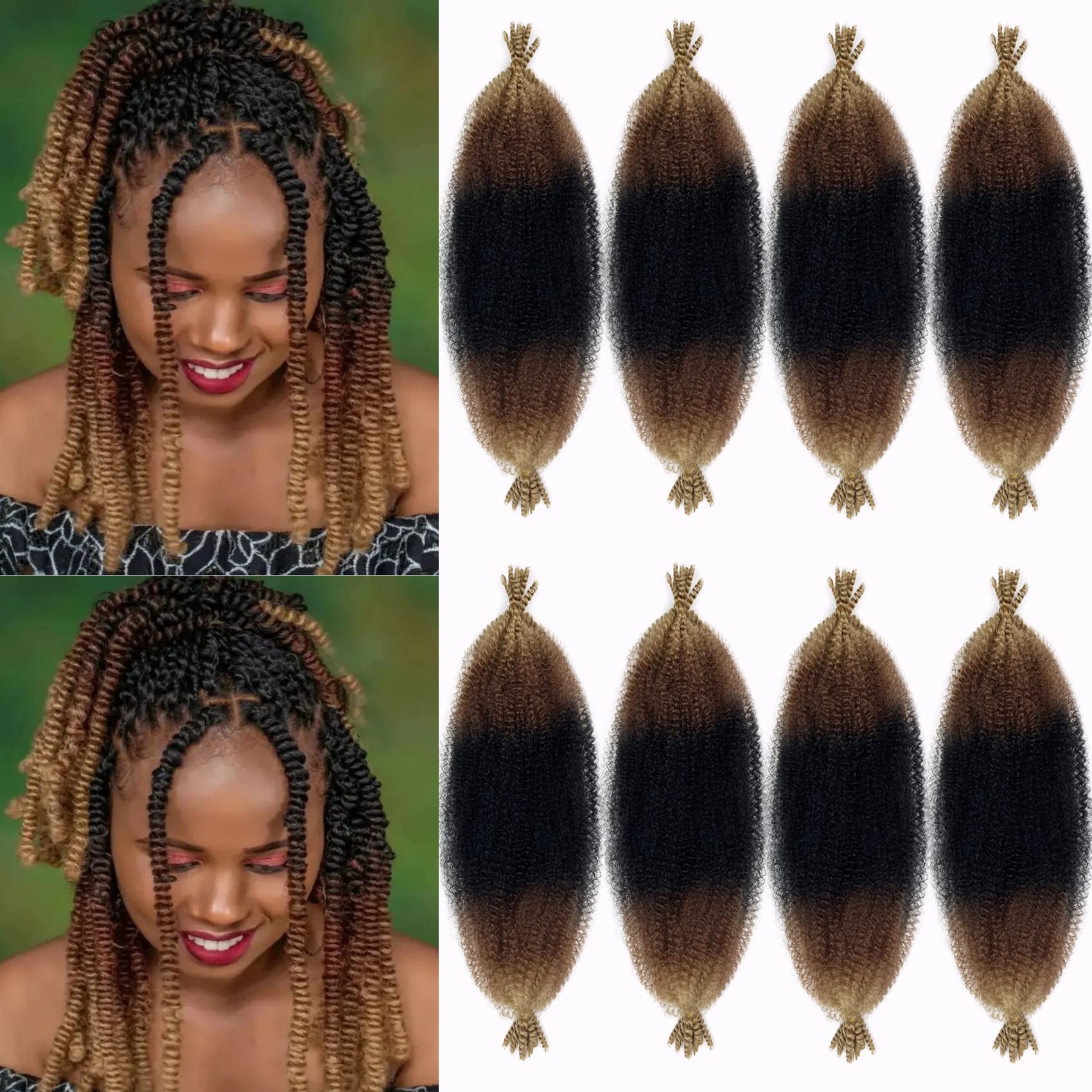 Paraglame Ombre Marley Hair 16 Inch 3 Tones Pre-Separated Springy Afro Twist Hair for soft locs Marley Twist Braiding Hair Ombre