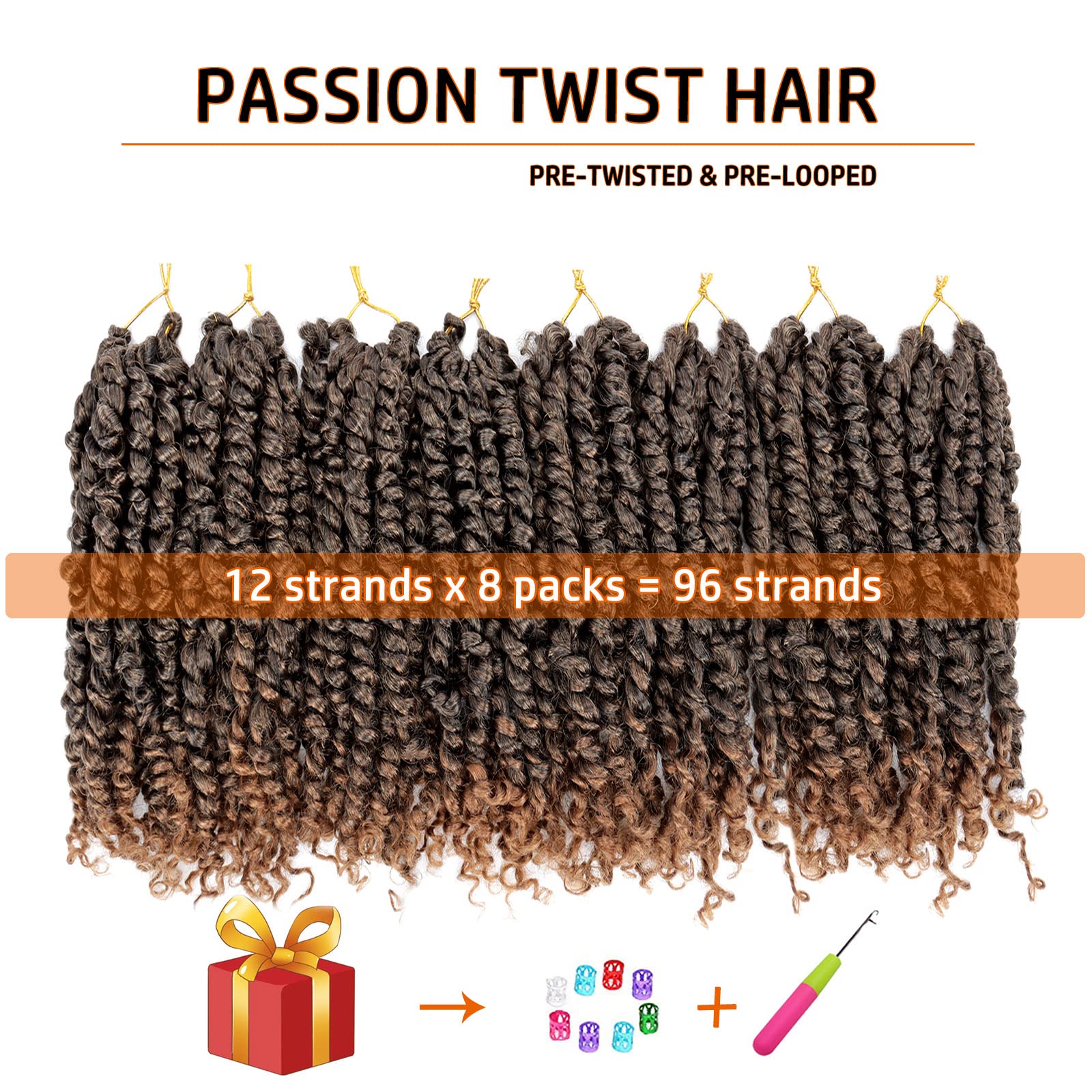 Passion Twist Hair 14 Inch Pre-Twisted Passion Twist Crochet Hair For Women Pre-Looped Water Wave Crochet Braids Bohemian Curly