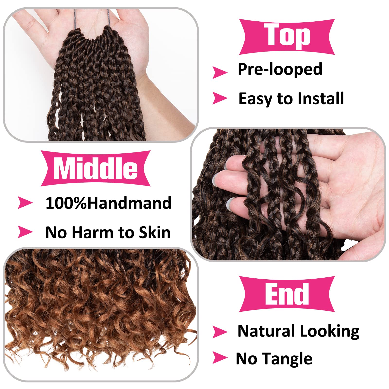 Unionbeauty 8 Packs Boho Box Braids Crochet Hair Goddess Box Braids Crochet Hair Curly Ends Kids Crochet Hair For Little Girls 1