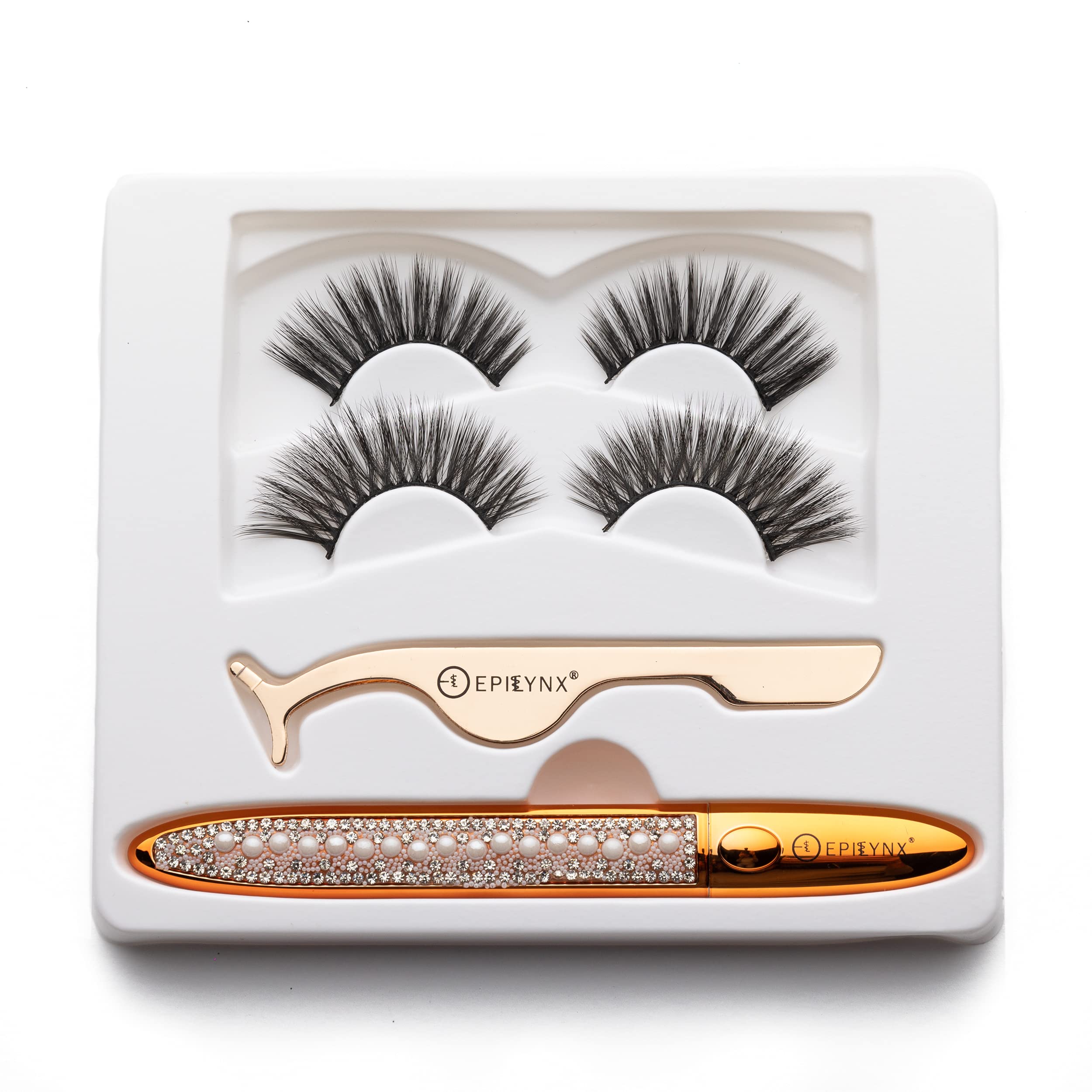 Epilynx Magic Eyeliner and Dramatic False Eyelash Set - with False Lashes and Tweezers, for Sensitive Skin, Self-Adhesive Eyelin