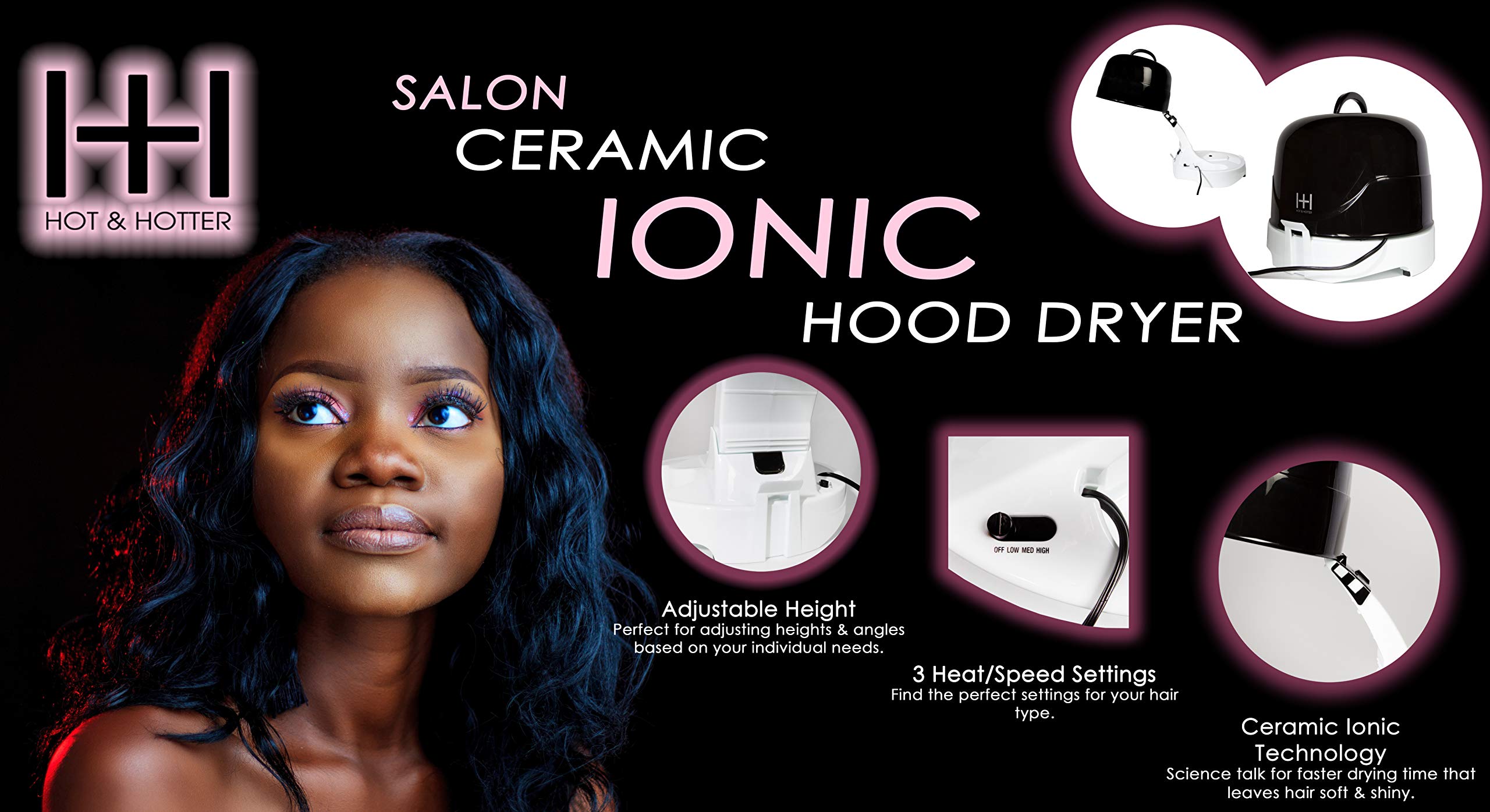 Annie Hot & Hotter Extra Large 2500Ceramic Ionic Hood Dryer, 8 Pound