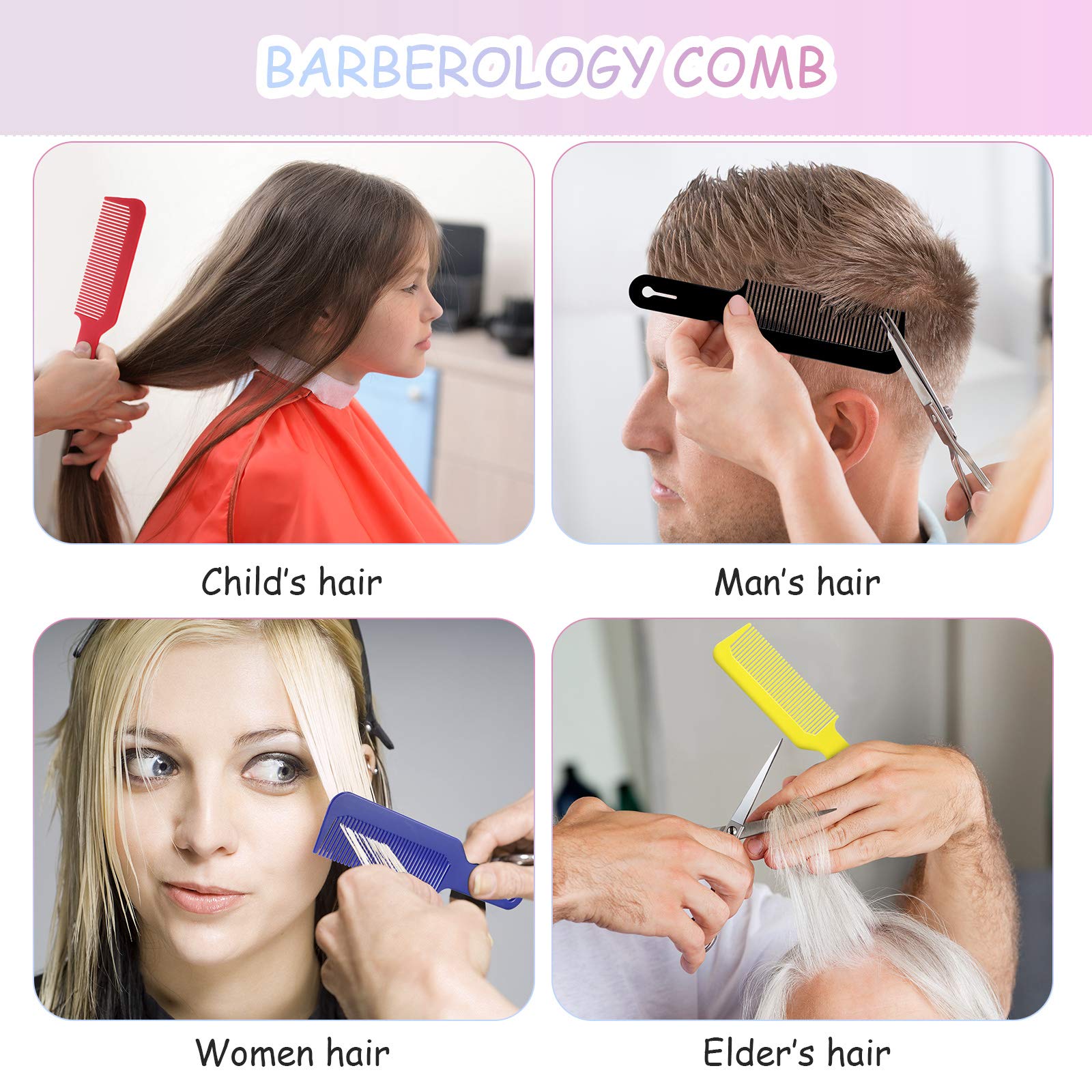 Boao 6 Pack Blending Comb Barber Combs, 9 Inch Heat Resistant Clipper Combs Flat Top Combs For Clipper Cuts And Flattops, Assort