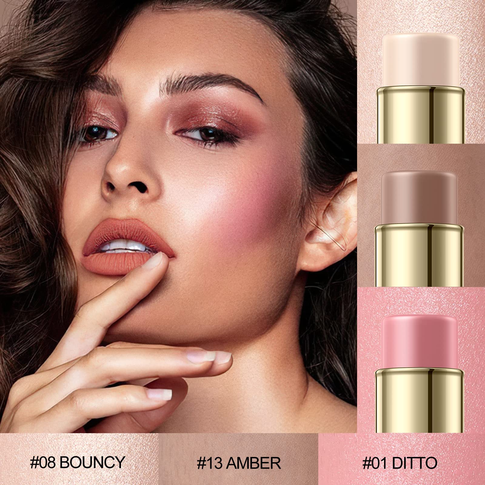 Falocutus 3 Pcs Fair Contour Stick Set,Cream Blush & Highlighter Bronzer Pen,Long Lasting & Smooth Natural Face Contouring Illum