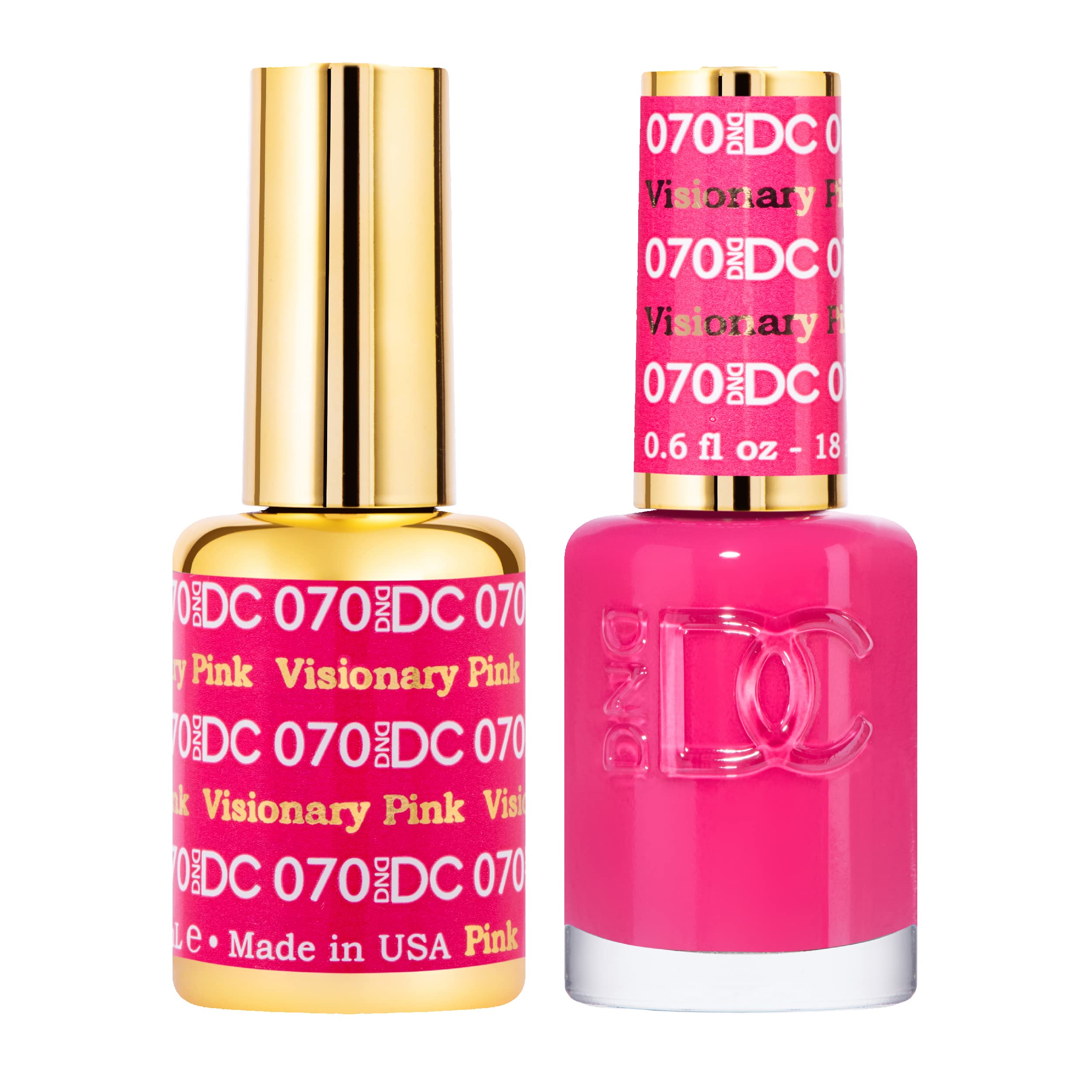 DND DC Gel Polish Set, Pink Collection, UV/LED Gel Polish and Air Dry Nail Lacquer, Matching Chip-Free Polish Duo, 070 Visionary