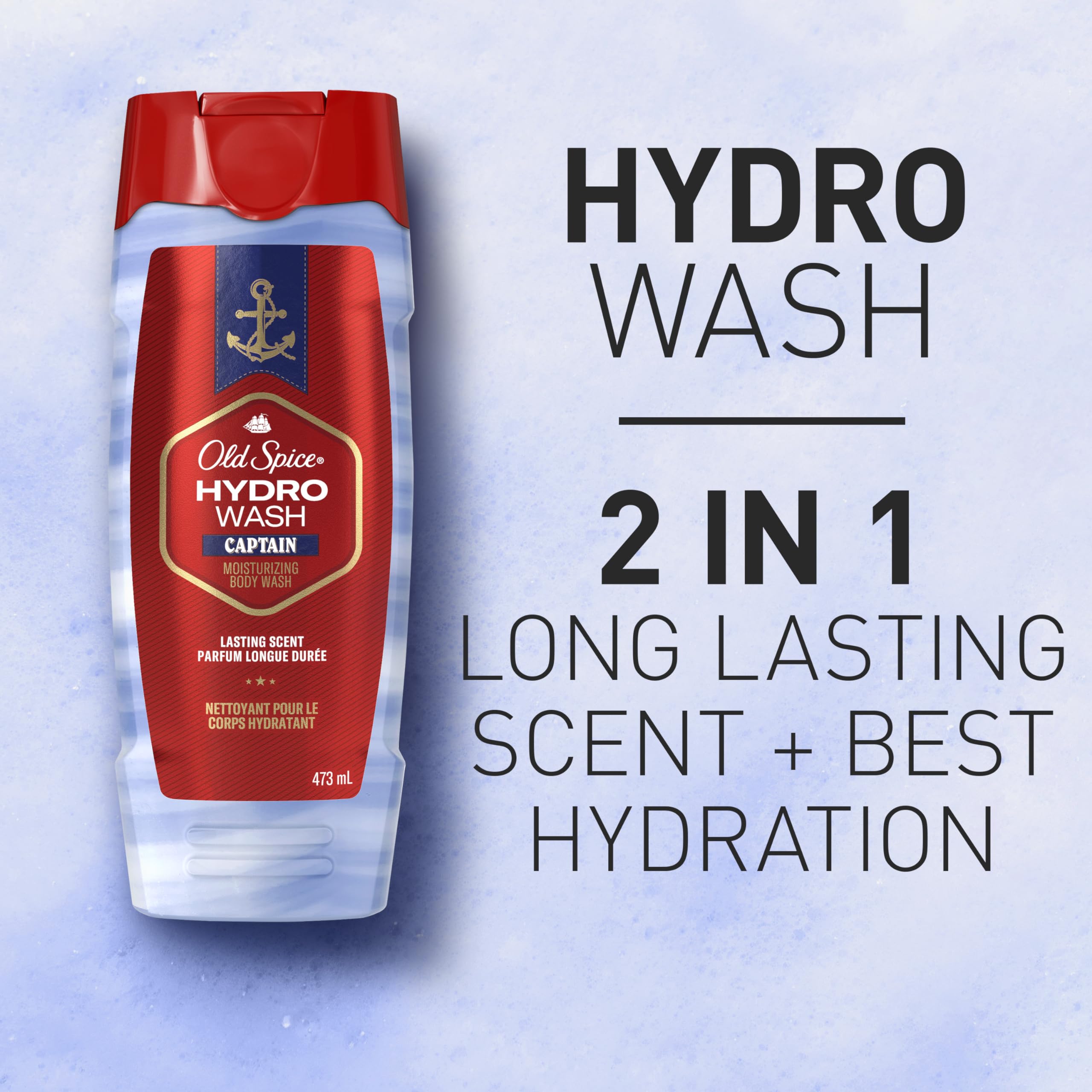 Old Spice Men 's Body Wash Moisturizing Hydro Wash, Captain Scent, 21 oz (Pack of 4)