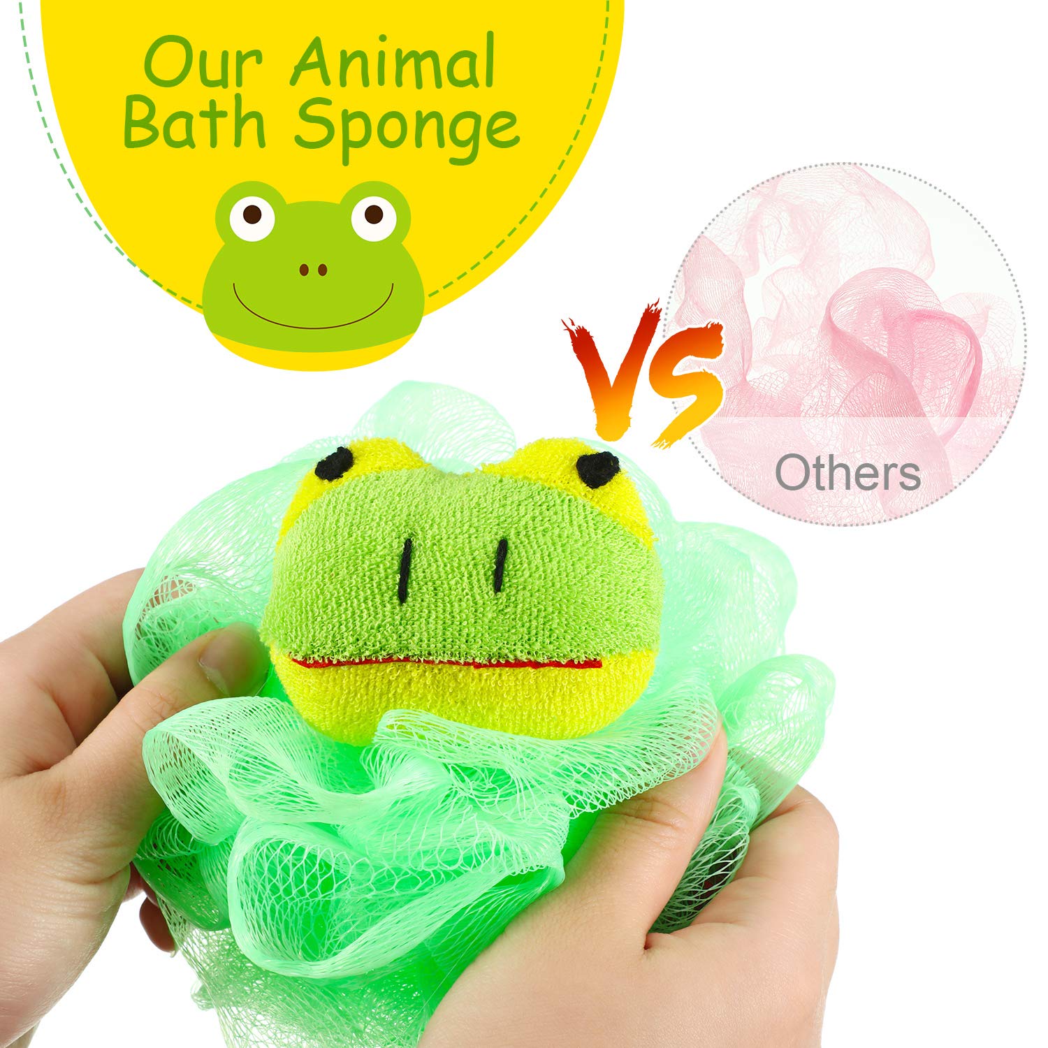 4 Pieces Animal Bath Sponge Cute Shower Sponge Colorful Cartoon Body Scrubber Balls Animal Pouf Loofahs Mesh With 4 Pieces Trans