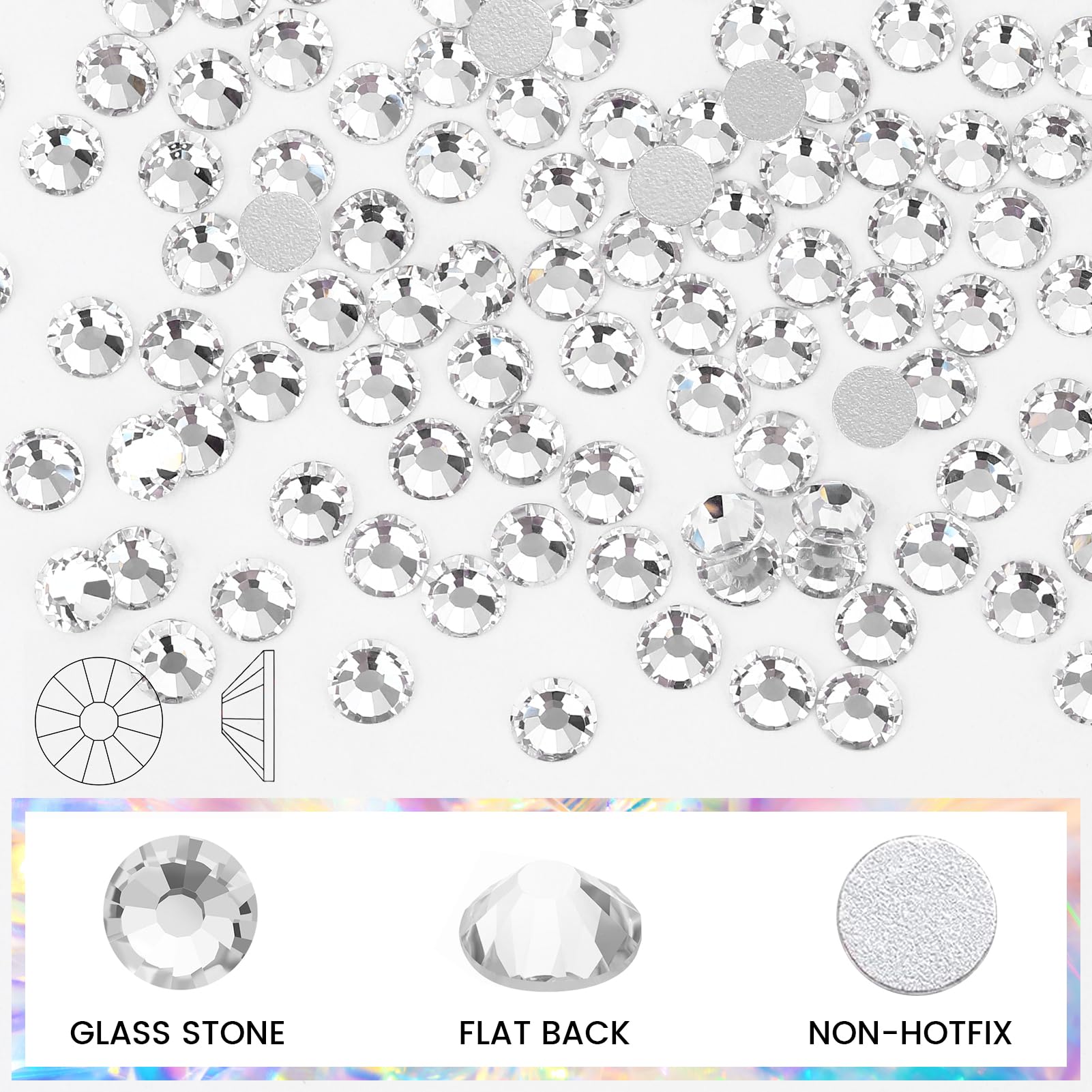 Novani Rhinestones 1440pcs SS20 Glass Rhinestones Crystal Flatback Gemstones for Crafts Nails Makeup Bags and Shoes Decoration(S