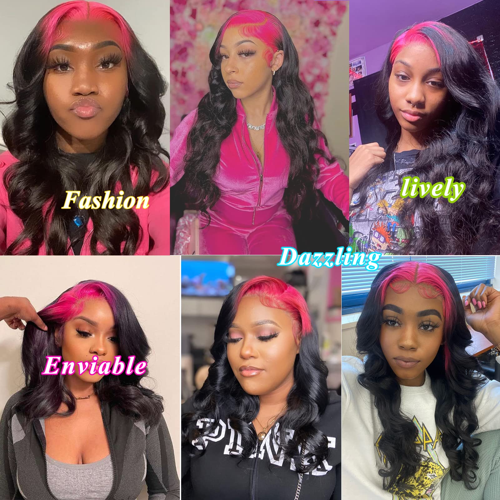 Yms Ombre Pink Wigs For Black Women Human Hair 13X4 Lace Front Wigs Human Hair 180% Density Glueless Wigs Human Hair Pre Plucked