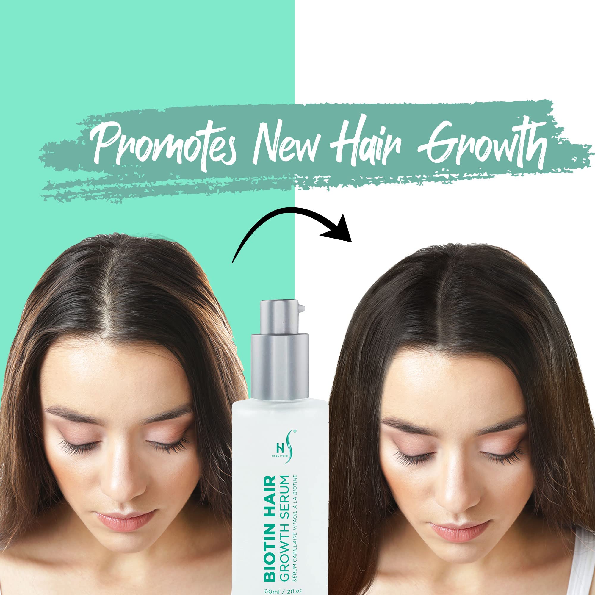 HerStyler Biotin Hair Growth Serum - Non-Greasy Hair Serum For Thinning Hair - Biotin Hair Serum with Vitamin B - Non-Sticky Hai
