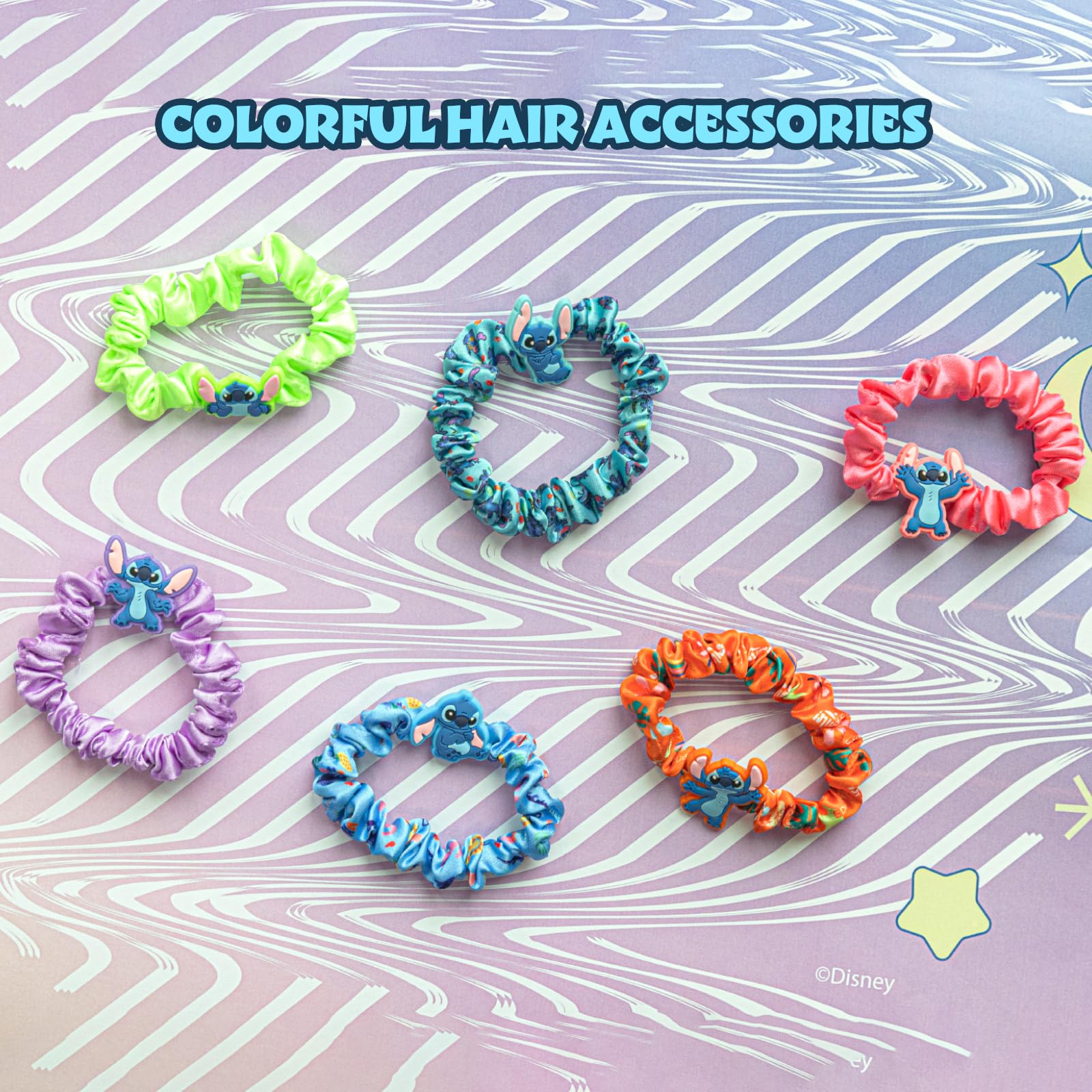 Stitch 6 Piece Hair Scrunchie Set, Hair Accessories for Girls, School Rewards Party Favors, Stocking Stuffer, Birthday Gift, Spa