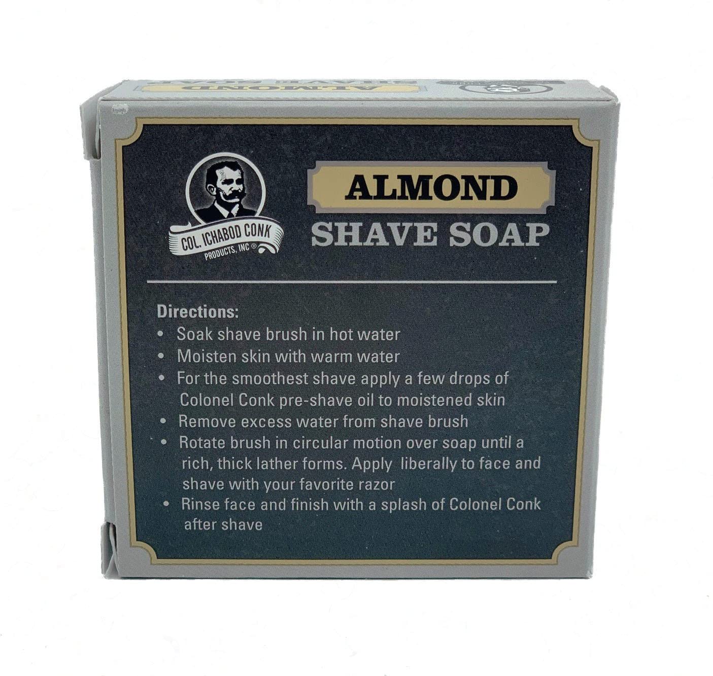 Colonel Conk Almond Shaving Soap - 3.75 oz Large - Moisturizing Formula for Smooth Shave