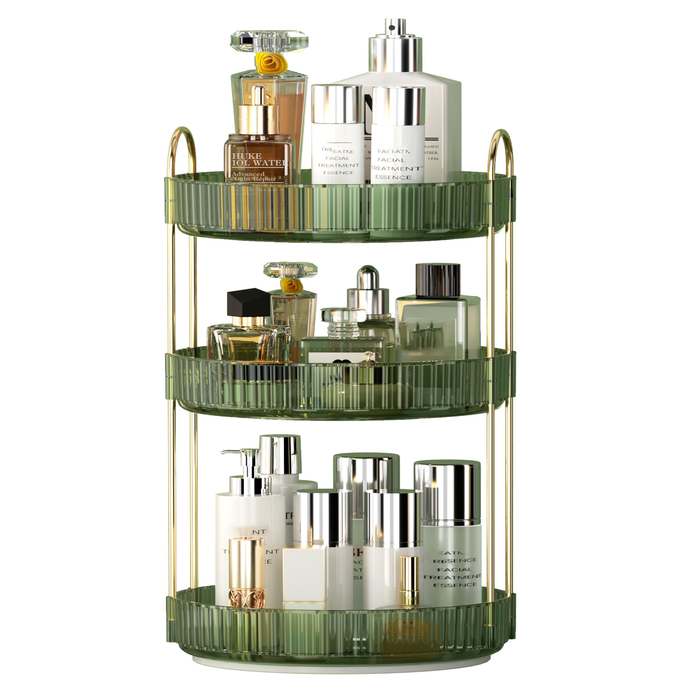 Ycia&Done 360 Rotating Makeup Organizer And Storage For Vanity Countertop 3 Tiers, High Capacity Cosmetic Skincare Perfume Organ