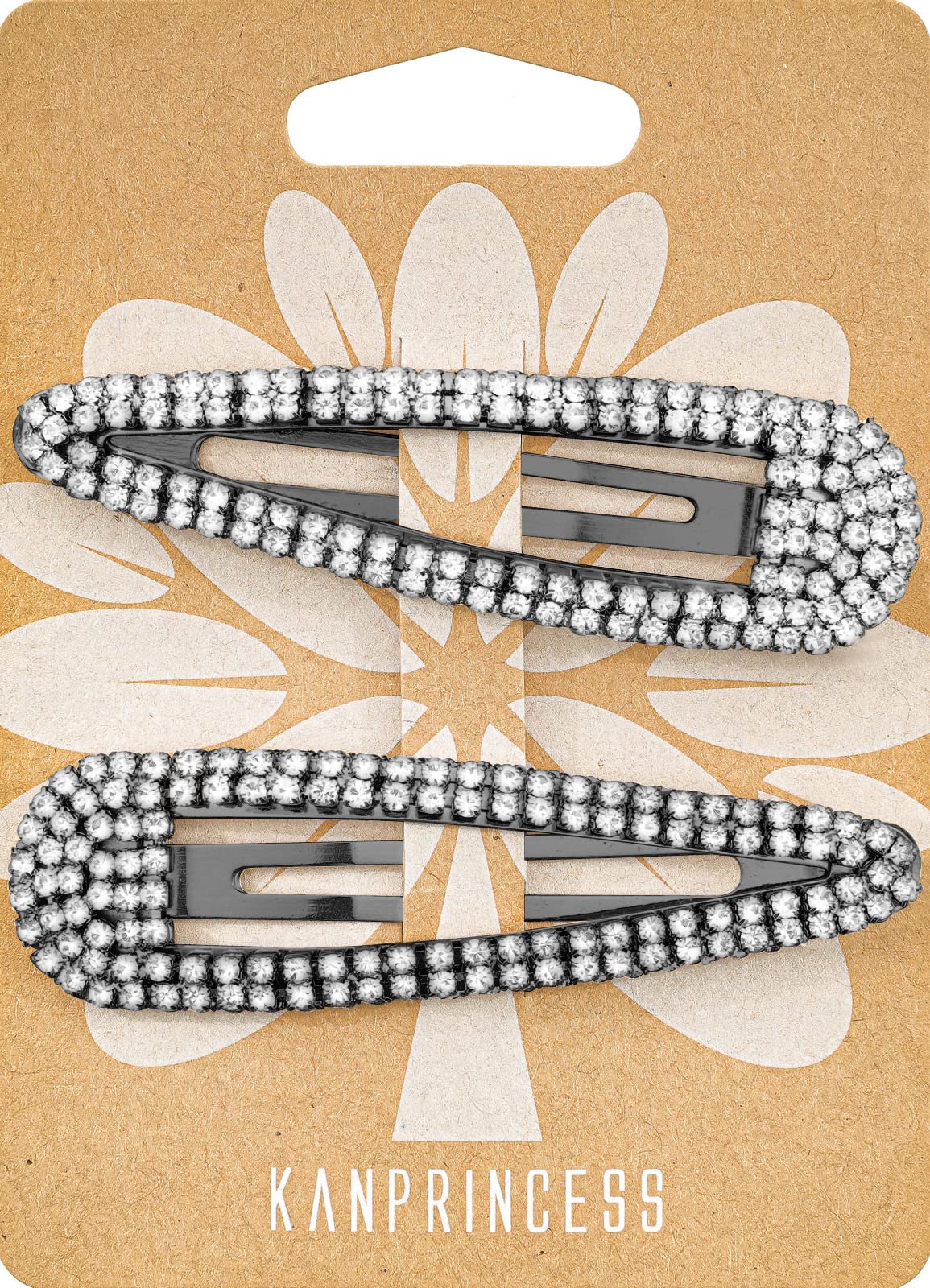 KANPRINCESS Hair Clip, 2Pcs 3.1Inch Rhinestone, Snap Hair Clips, Black, Hair Accessories for Women Girls Bridal, Wedding, Party,