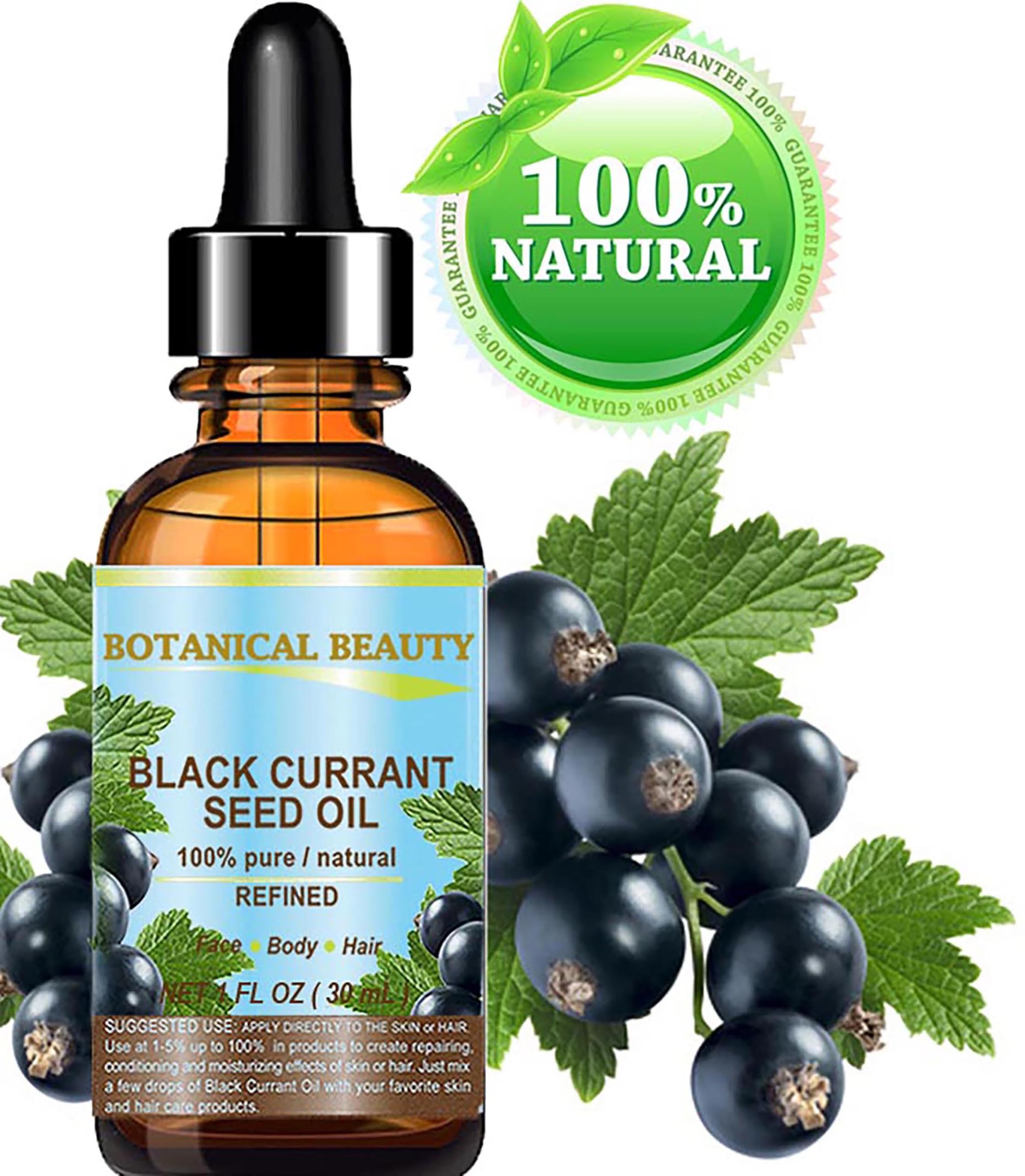 Black Currant Seed Oil 100% Pure Natural Undiluted Refined Cold Pressed Carrier Oil. 1 Fl.Oz. - 30 Ml For Face, Skin, Hair, Lip,