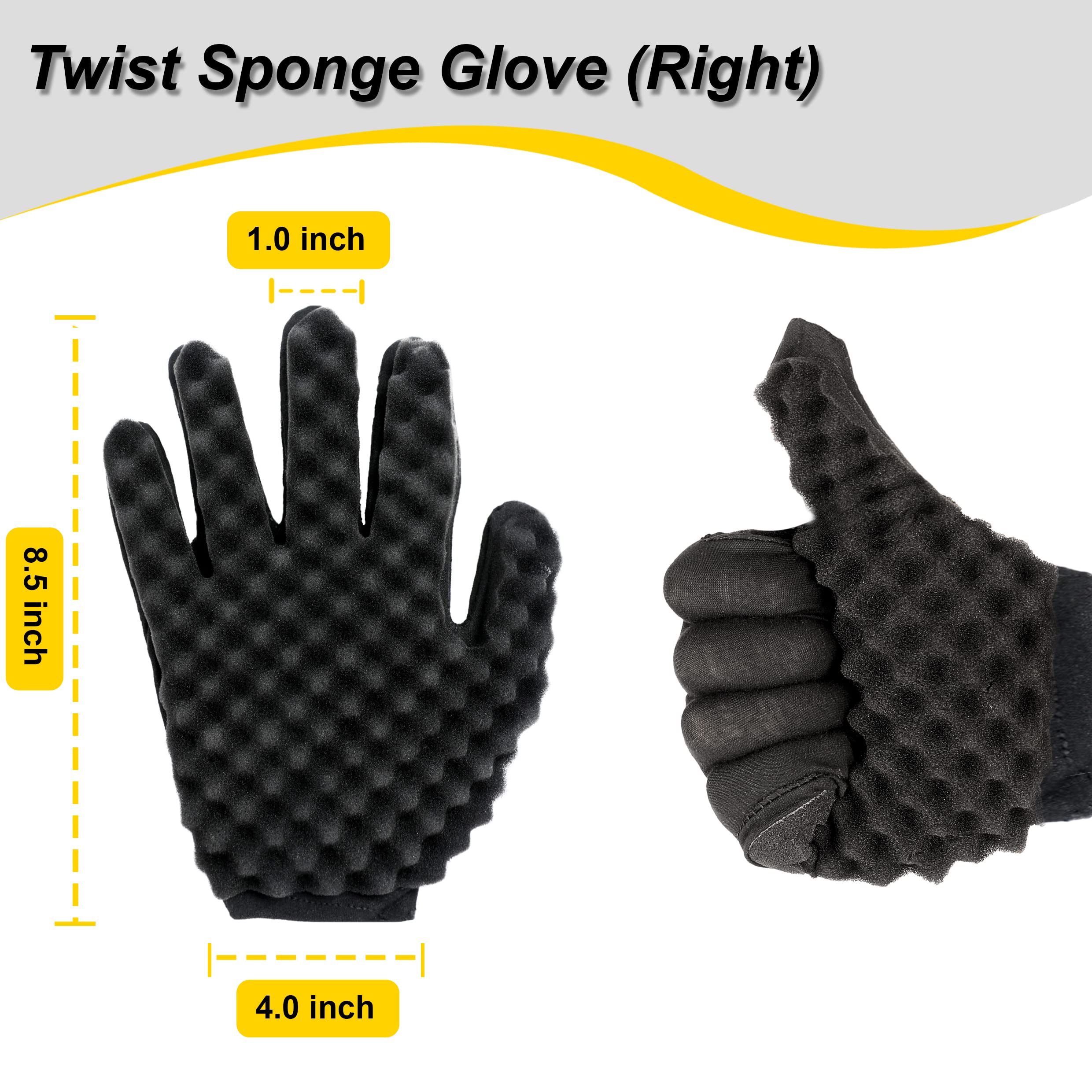 Hair Sponge Set With Curl Sponge Glove, Metal Hair Pick And Hair Twist Comb For Men Women Curls Selalu