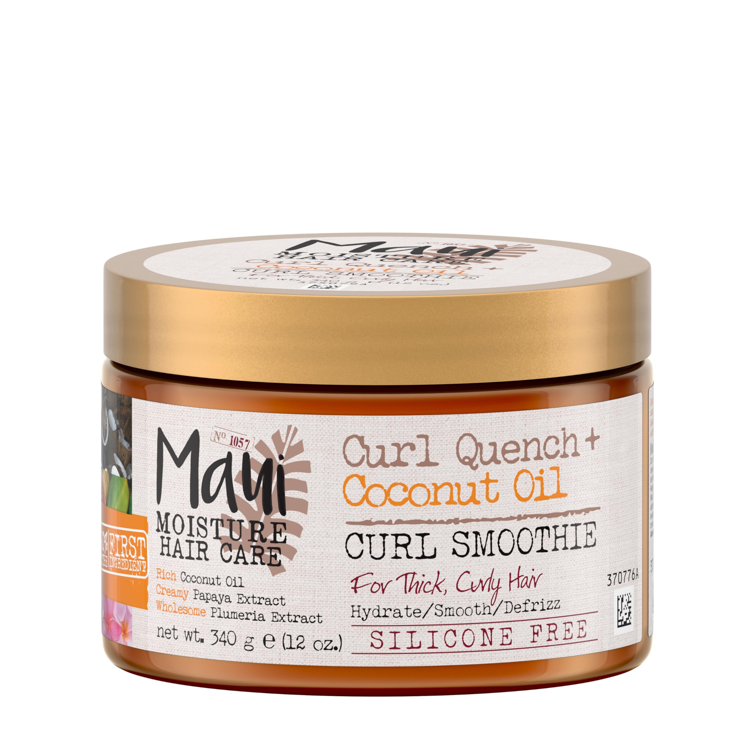 Maui Moisture Curl Quench + Coconut Oil Hydrating Curl Smoothie, Creamy Silicone-Free Styling Cream for Tight Curls, Braids, Twi