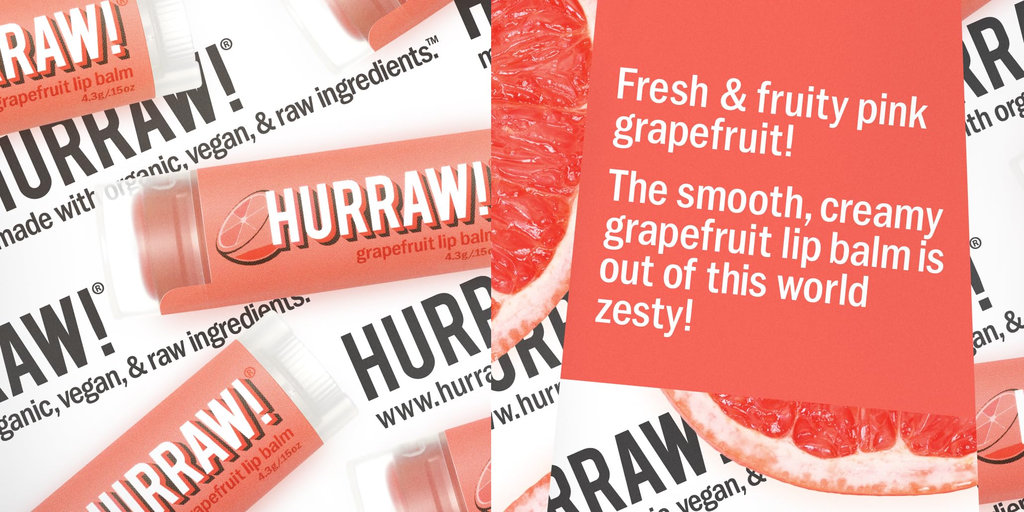 Hurraw! Grapefruit Lip Balm: Organic, Certified Vegan, Cruelty and Gluten Free. Non-GMO, 100% Natural Ingredients. Bee, Shea, So
