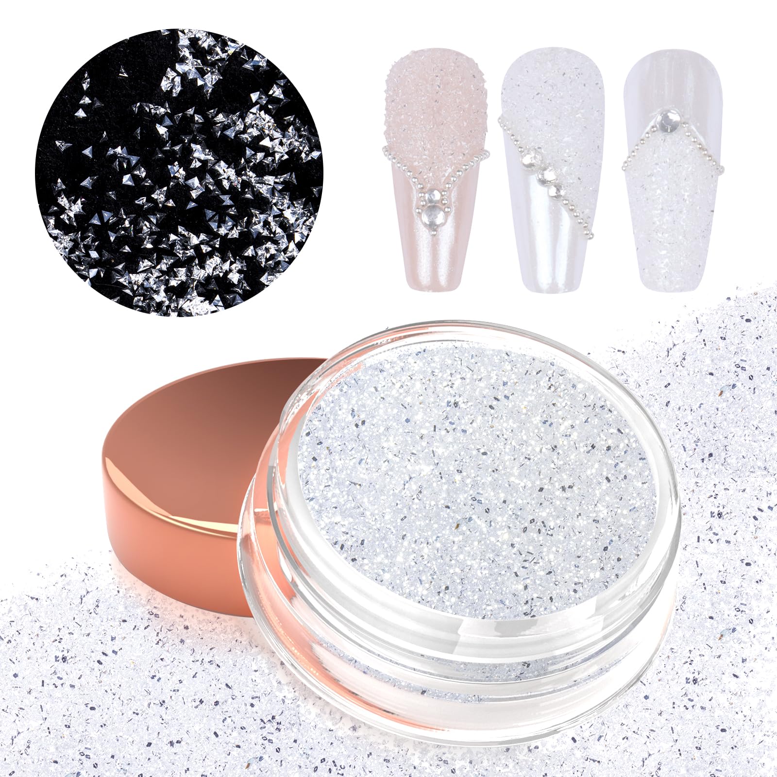 Laza 1.5G/0.05Oz Diamond Nail Glitter Reflective Glitter Rhinestones Diamond Dust Pixie Crystals For Nails Holographic Nail Powd