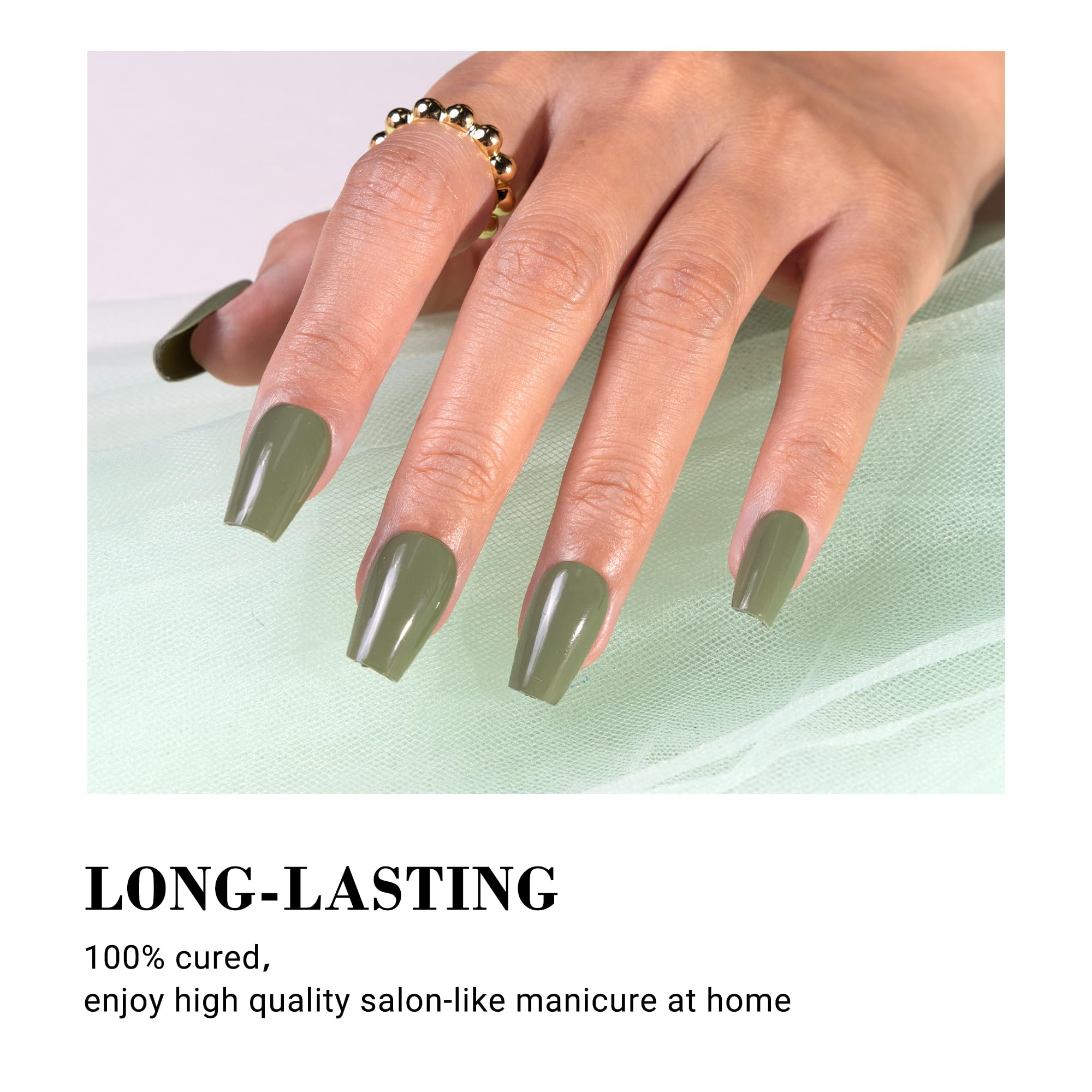 Melodysusie Semi Cured Gel Nail Strips, Sage Green - Works With Any Nail Lamps, Salon-Quality, Long Lasting, Easy To Apply - Inc