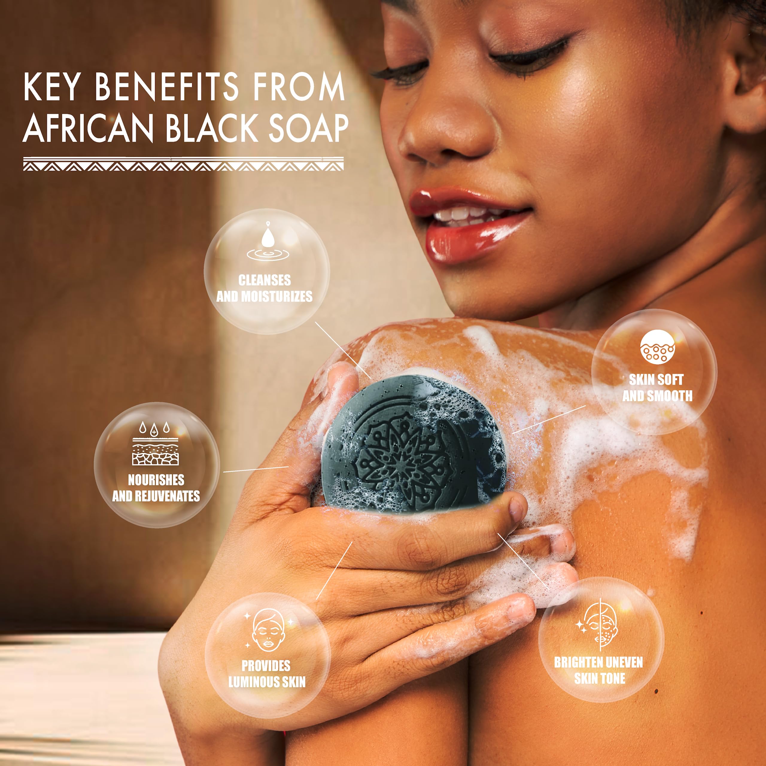 Koji White African Black Soap Bar For Face & Body Wash With Shea Butter - Exfoliating Soap, Moisturizer Skin With Kojic Acid, Al