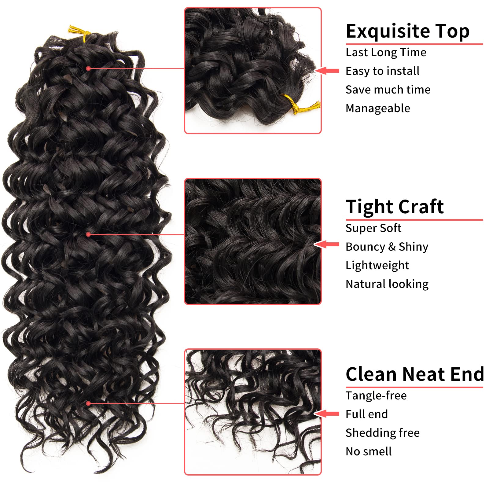 Gogo Curl Curly Crochet Hair For Women Water Wave Crochet Hair Deep Wave Braiding Hair Bohemian Crochet Braids Synthetic Hair Ex