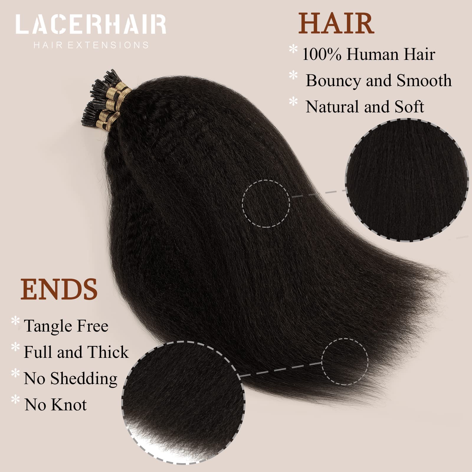 Kinky Straight Itip Hair Extensions Natural Black Hair Microlink Hair Extensions Human Hair Kinky Hair I Tip Extensions Human Ha