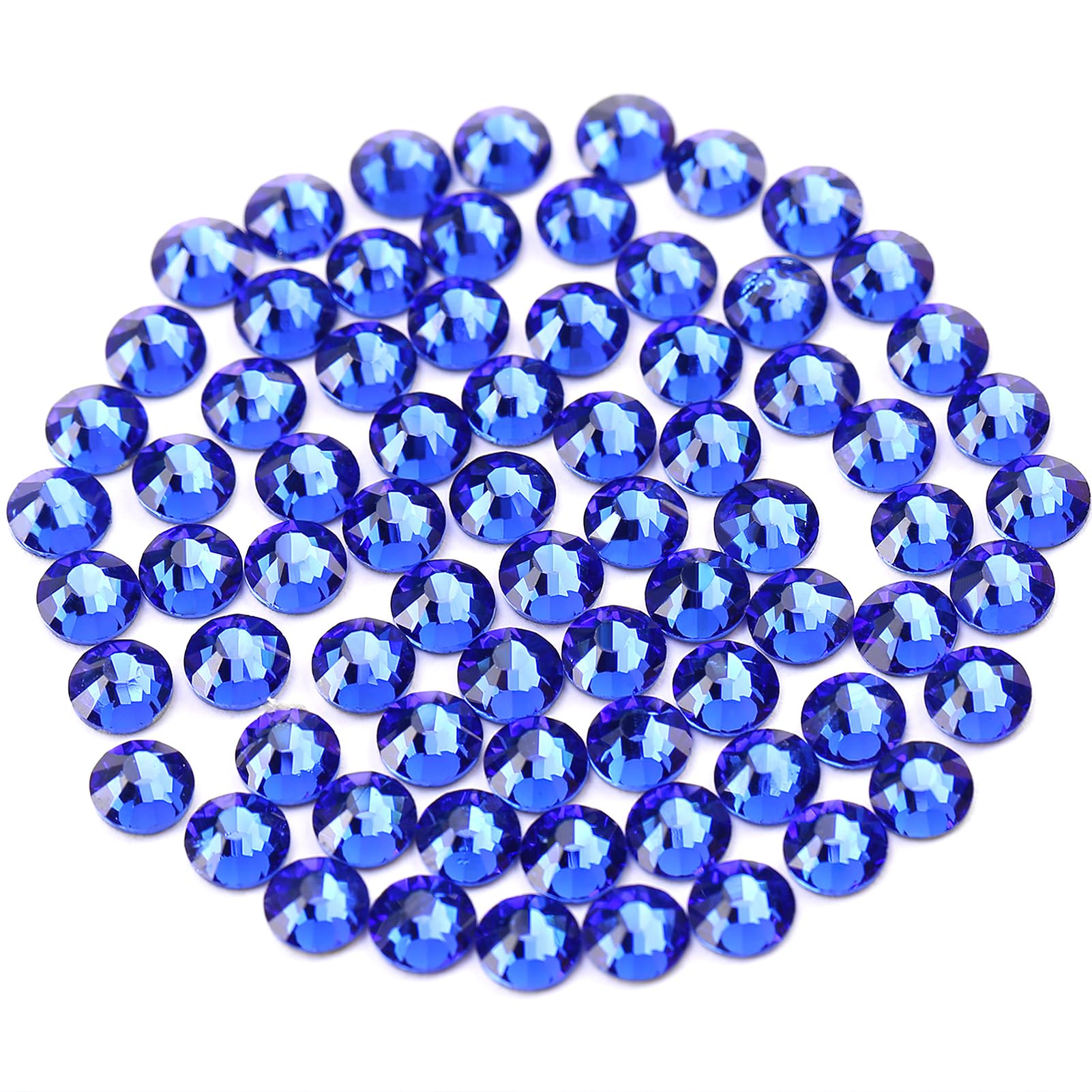 Novani Royal Blue Rhinestones, Flatback Loose Gemstones 1440pcs Glass Crystal Bulk for Clothes Shoes Crafts Makeup Nail Art and