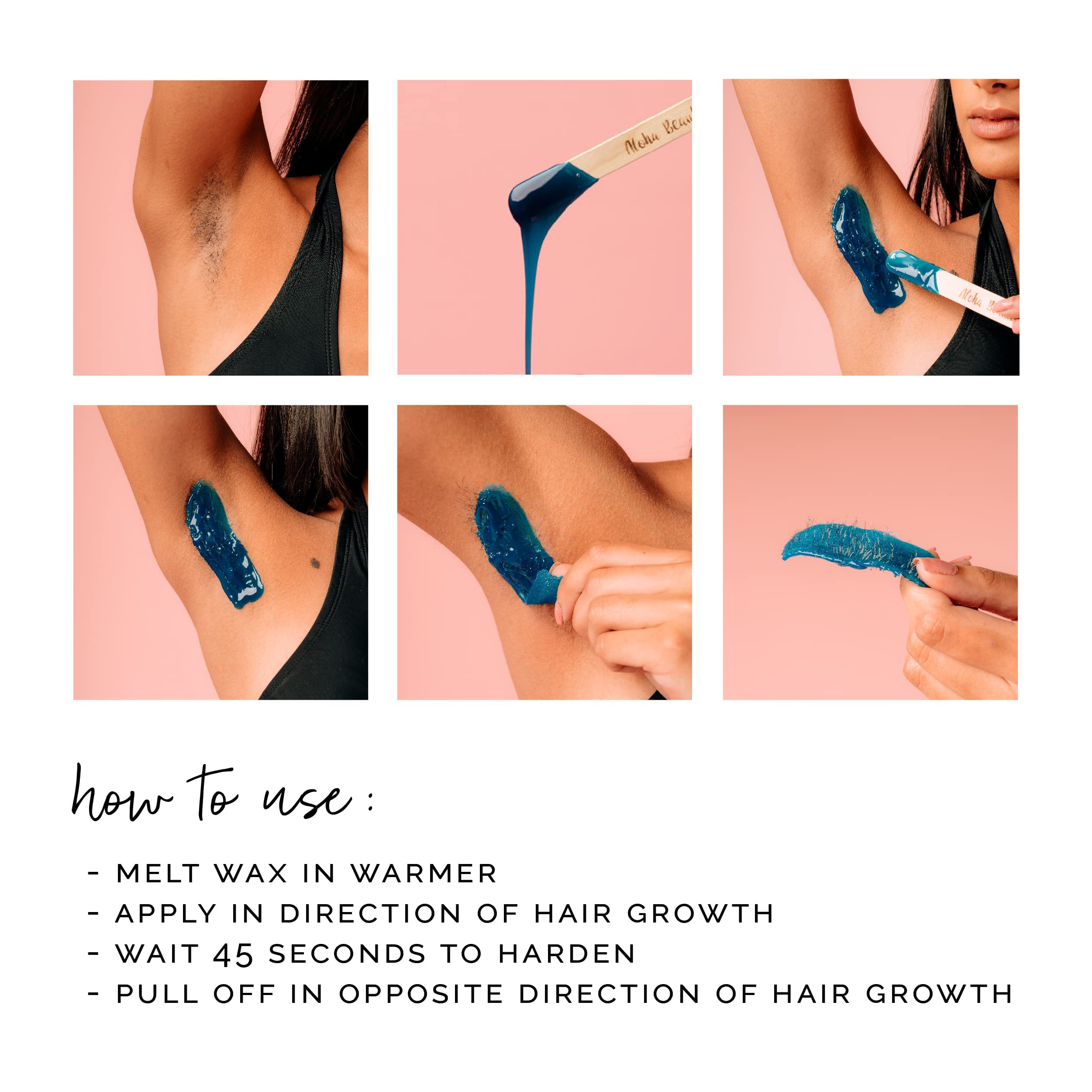 Koluawax Hard Wax Beads For Hair Removal - Coarse Hair Formula - Face, Brazilian, Underarms, Back Chest, Bikini Waxing - Sea Sal