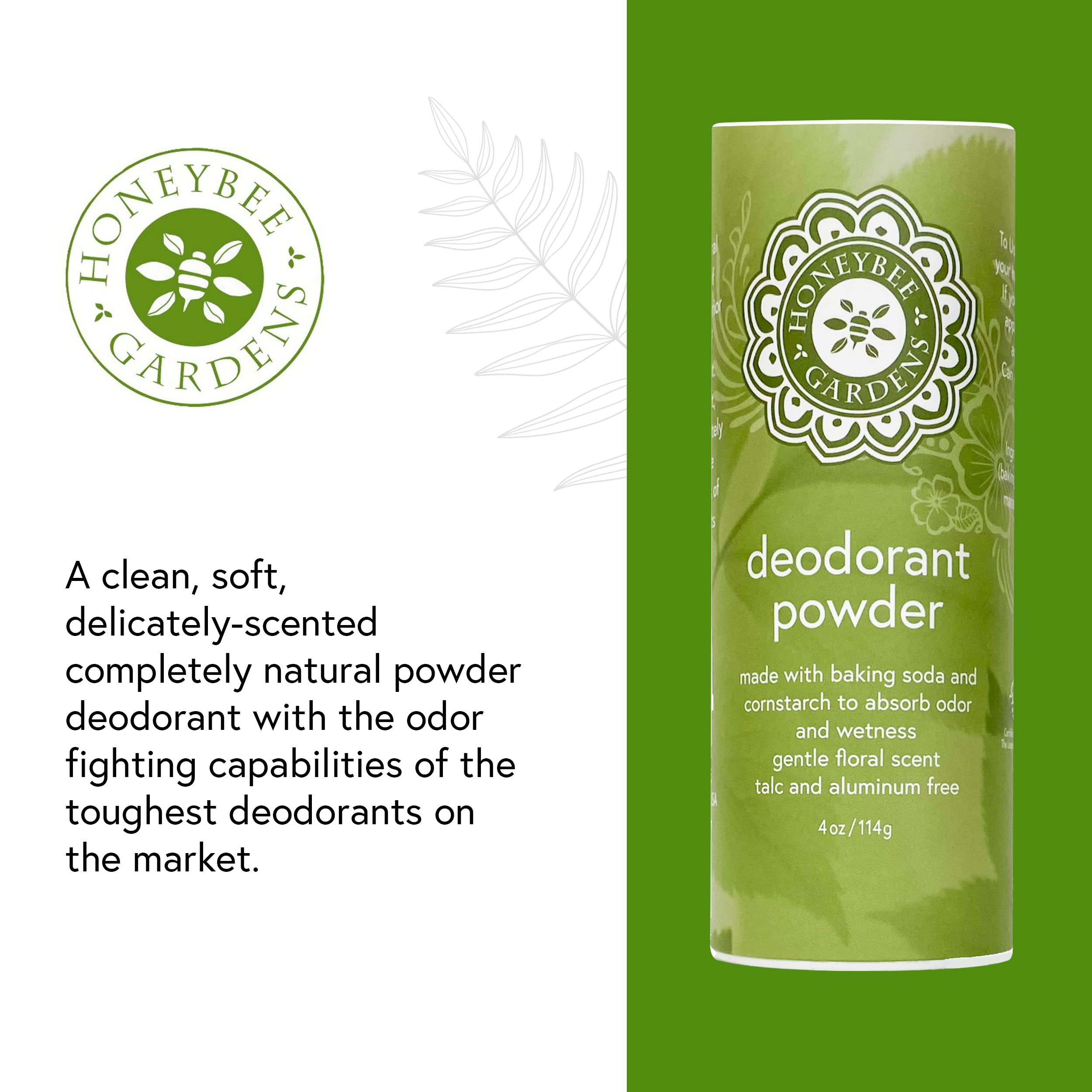 Honeybee Gardens Deodorant Powder, For Men And Women, With Baking Soda And Cornstarch, Talc-Free, Aluminum-Free, Multi-Use, Vega