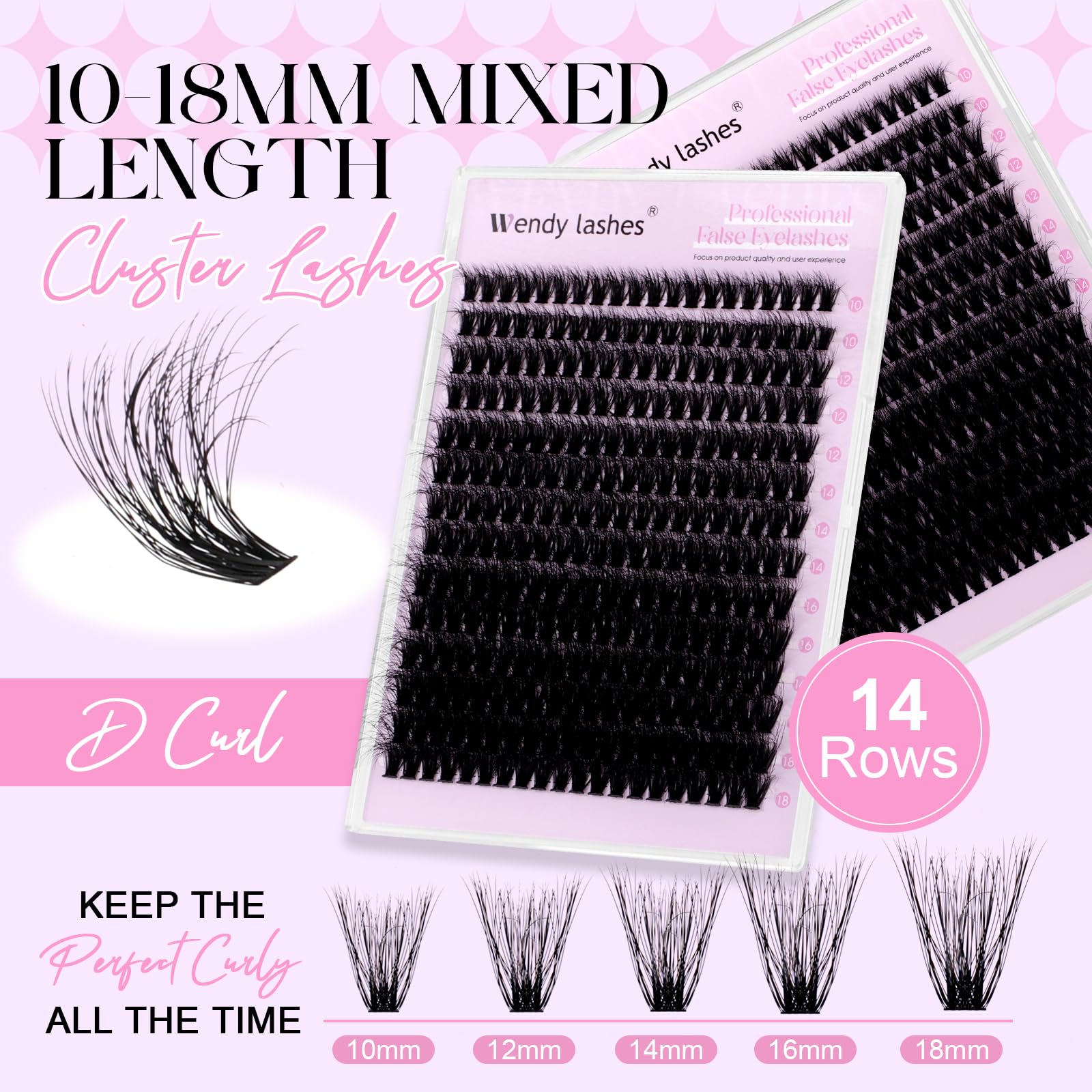 Lash Clusters 60D Wispy Individual Lashes 280PCS 3D Volume Lash Extensions 10-18mm Natural DIY Cluster Lashes for Beginners(60D,