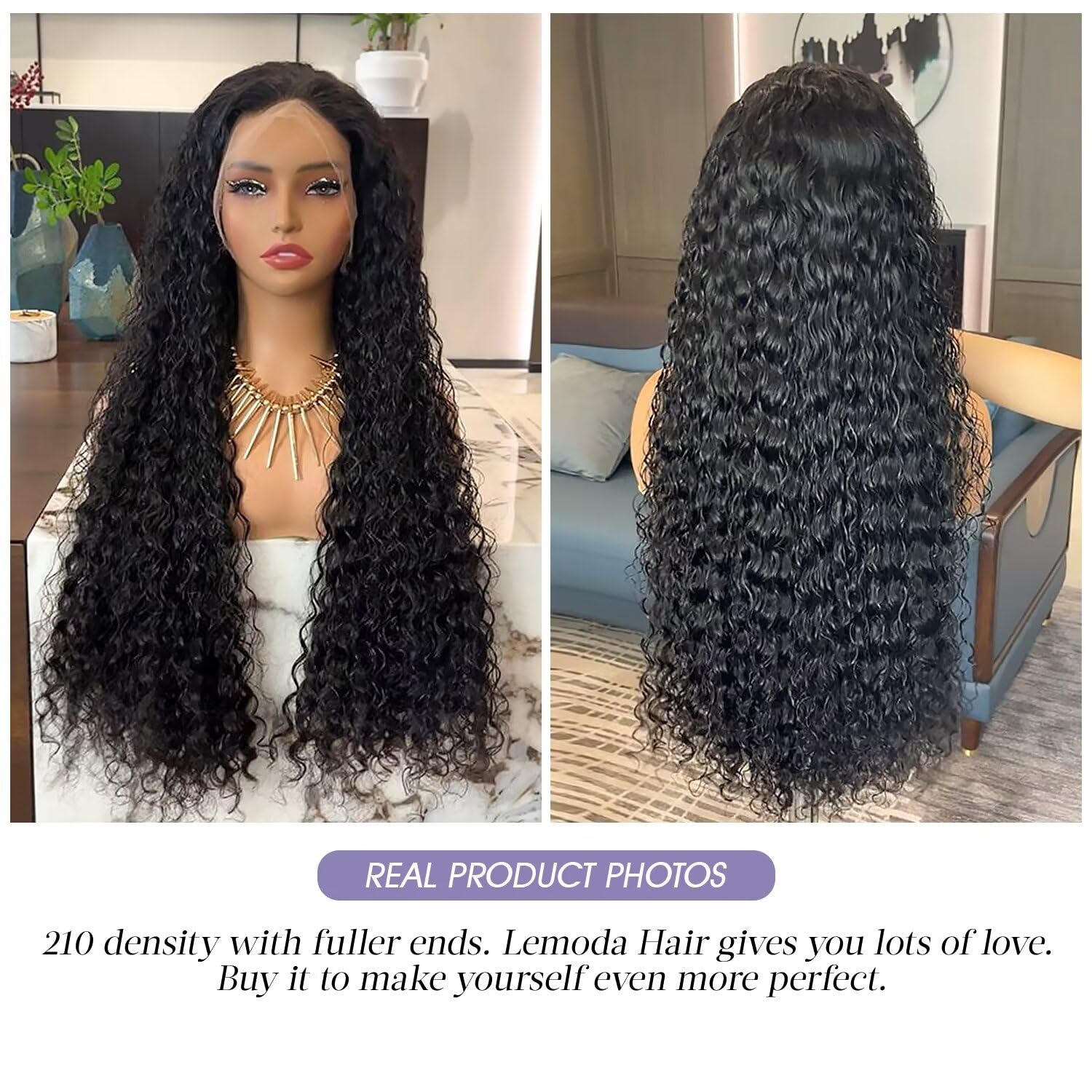 Lemoda 210 Density 13X6 Full Lace Frontal Virgin Human Hair Wigs 32Inch Water Wave Hd 13X6 Full Lace Front Wig Deep Wave Wet And